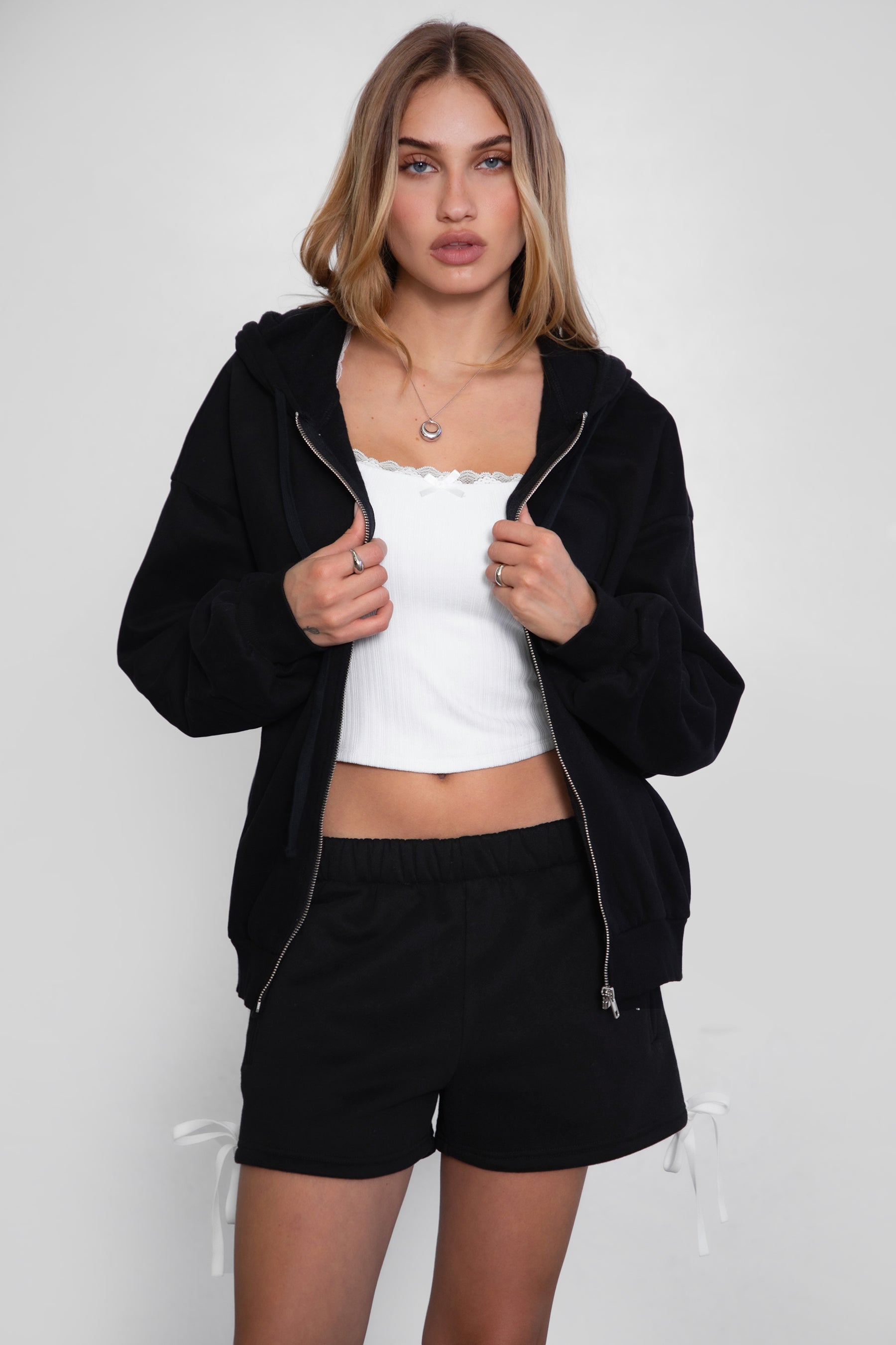 UNIVERSITY Plush Fleece Oversized Zip Up Hoodie