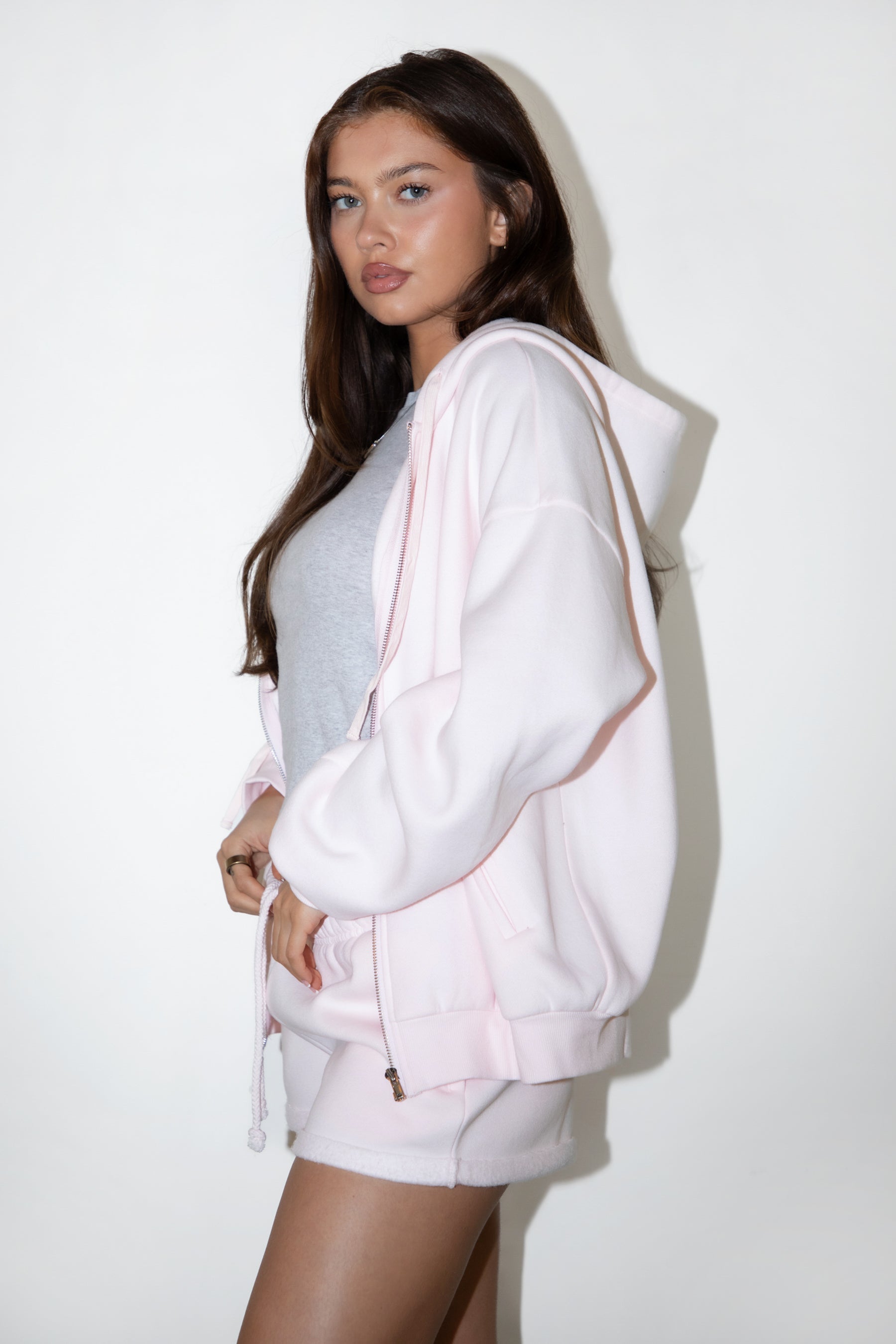 UNIVERSITY Plush Fleece Oversized Zip Up Hoodie