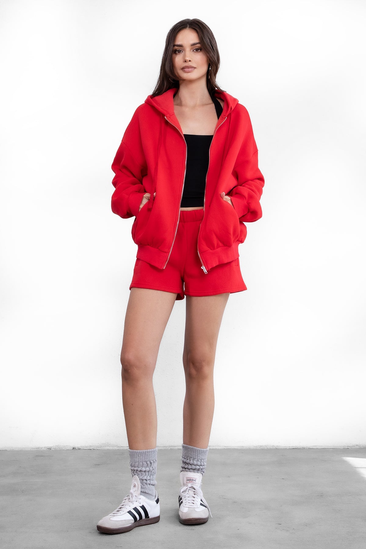 UNIVERSITY Plush Fleece Oversized Zip Up Hoodie