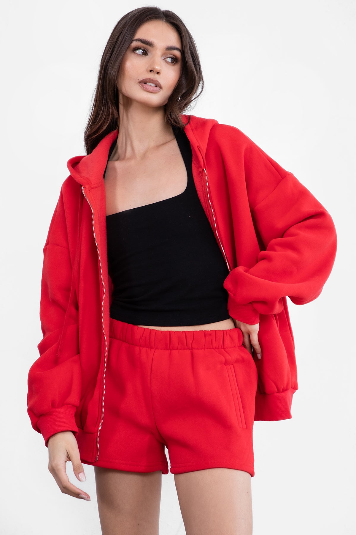 UNIVERSITY Plush Fleece Oversized Zip Up Hoodie