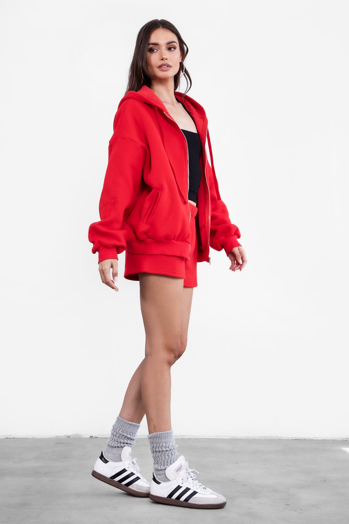 UNIVERSITY Plush Fleece Oversized Zip Up Hoodie