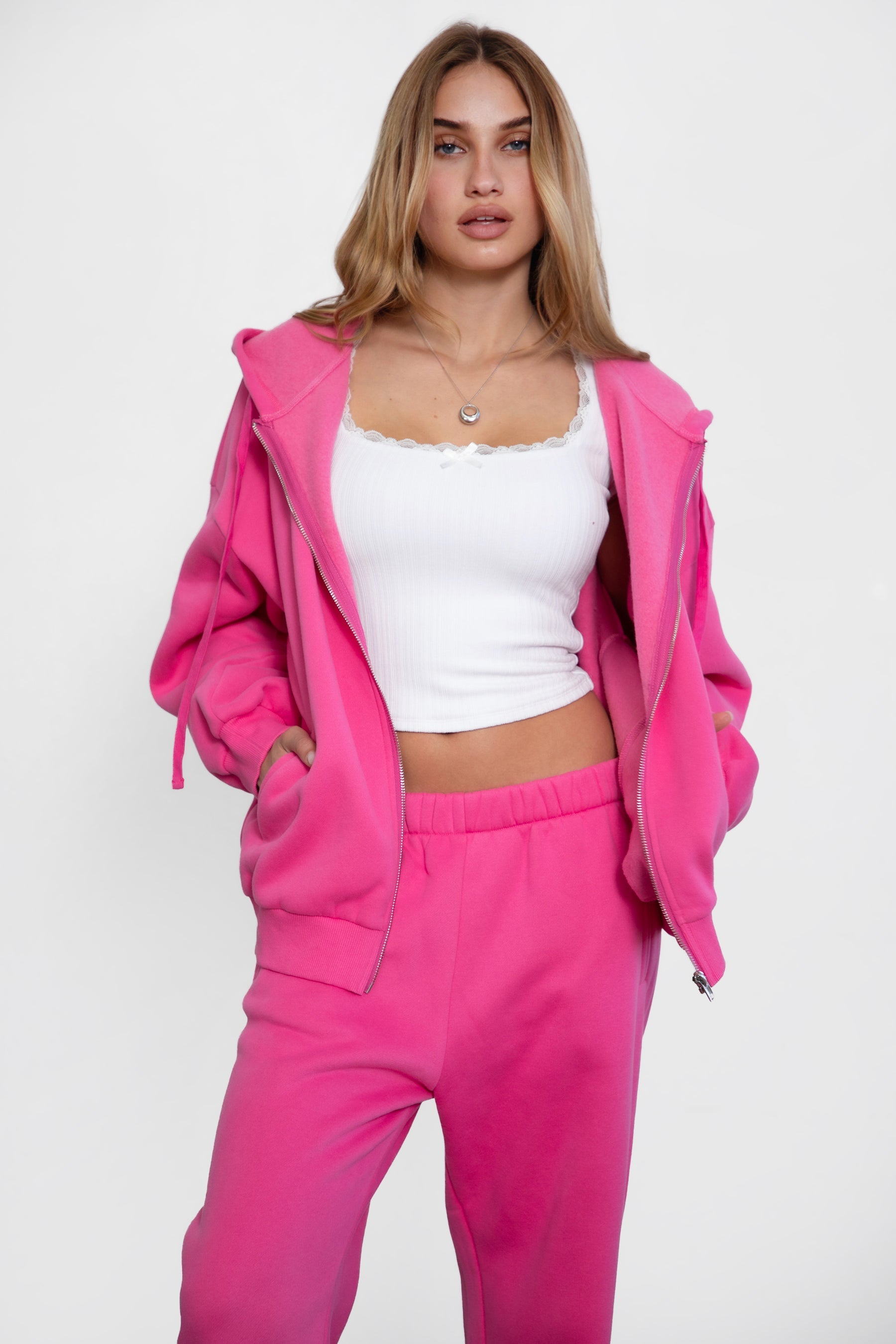 UNIVERSITY Plush Fleece Oversized Zip Up Hoodie