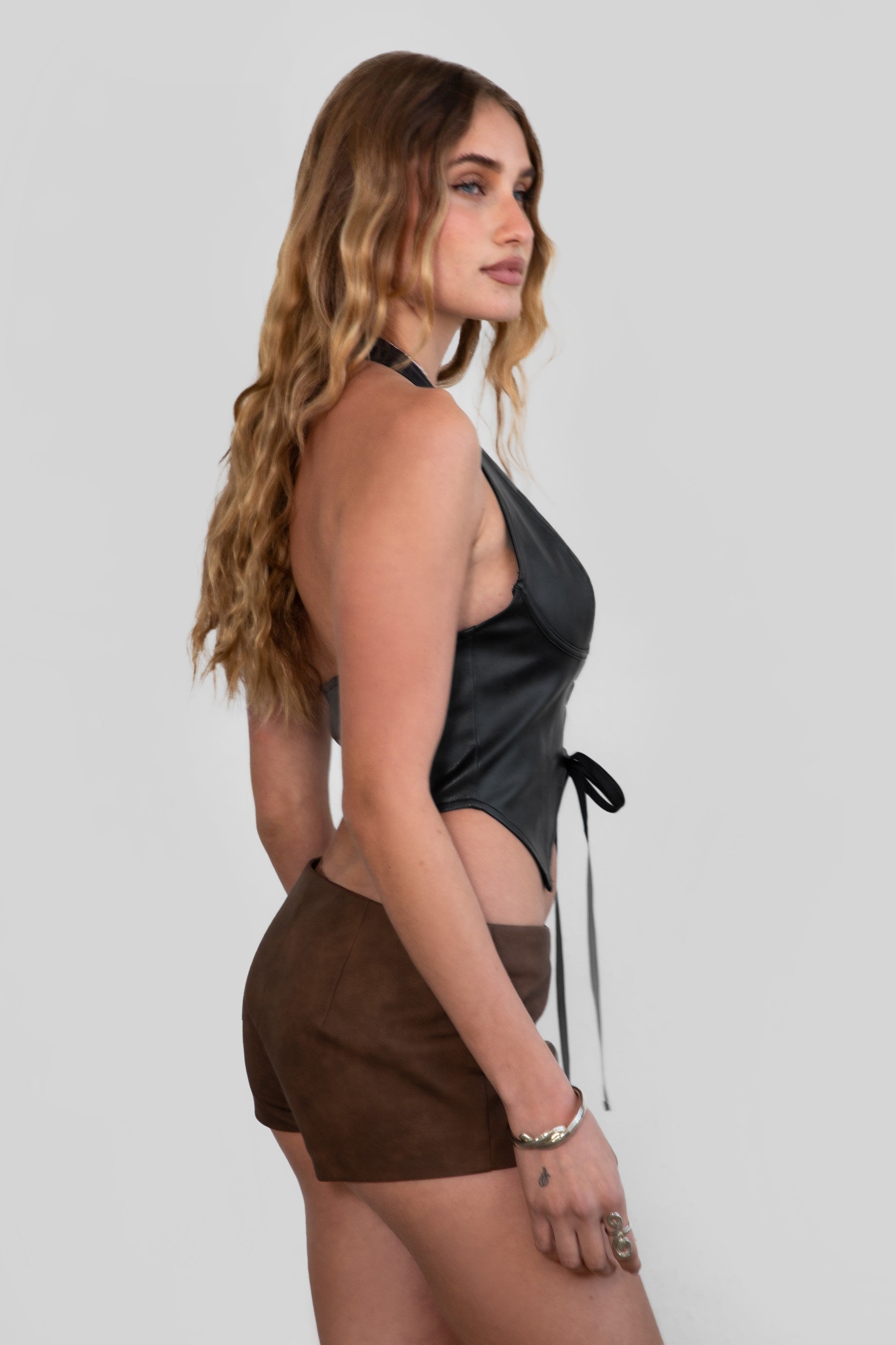 Cara Lightweight PU Halter Top [Partial Pre-order]
