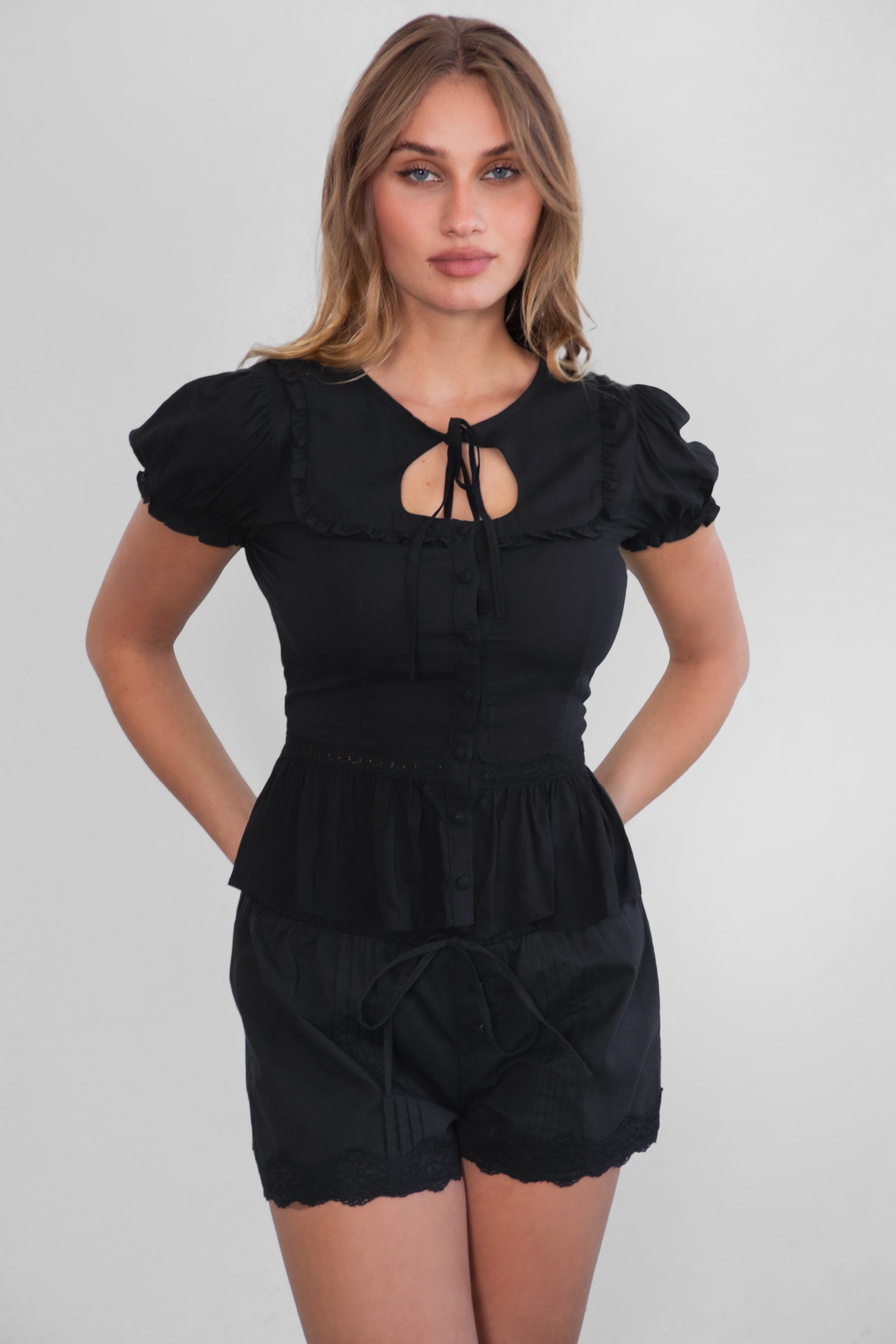 Agatha Rayon Ruffle Blouse Top