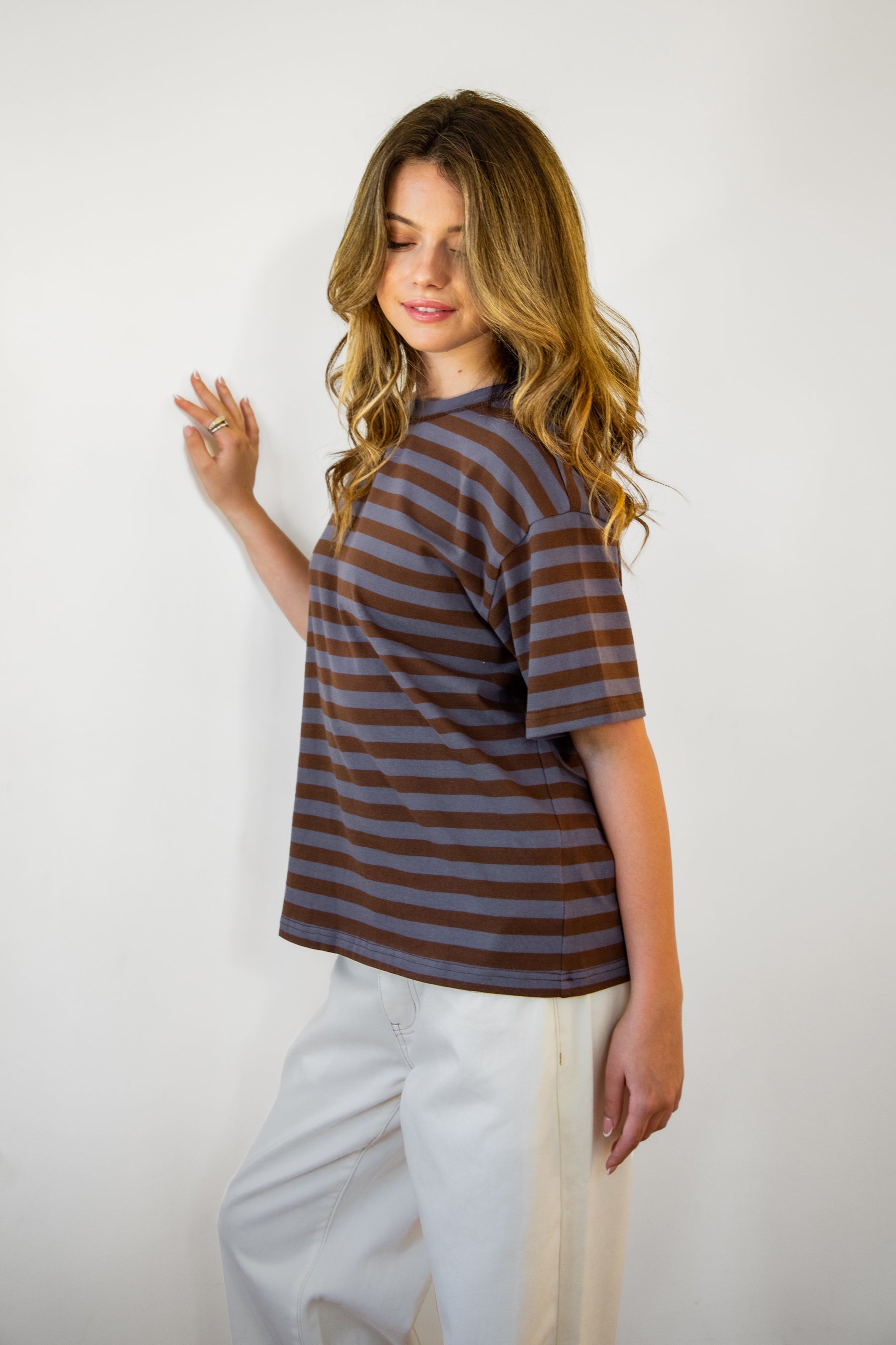 MARIN Classic Crewneck Oversized Striped Short Sleeve Top