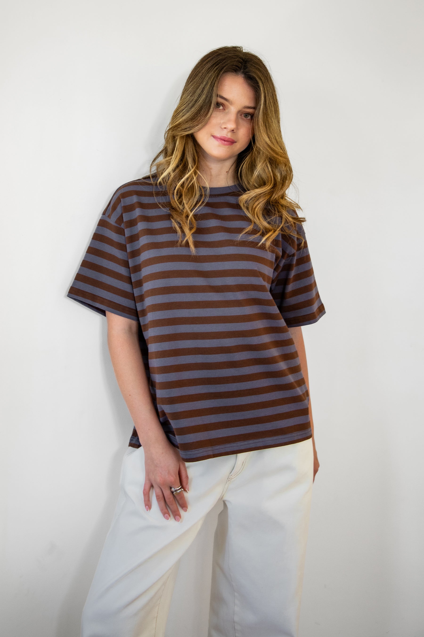 MARIN Classic Crewneck Oversized Striped Short Sleeve Top