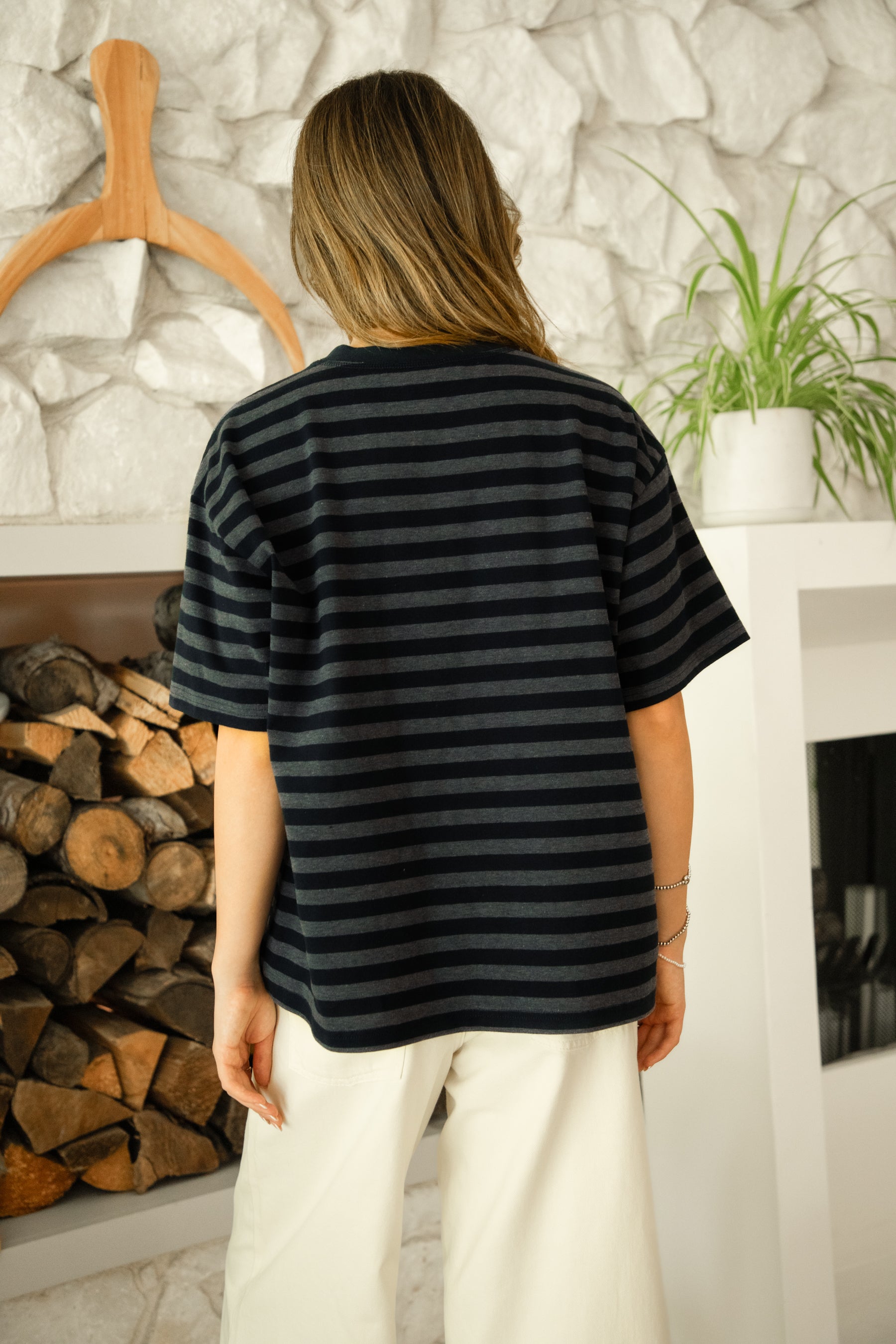MARIN Classic Crewneck Oversized Striped Short Sleeve Top