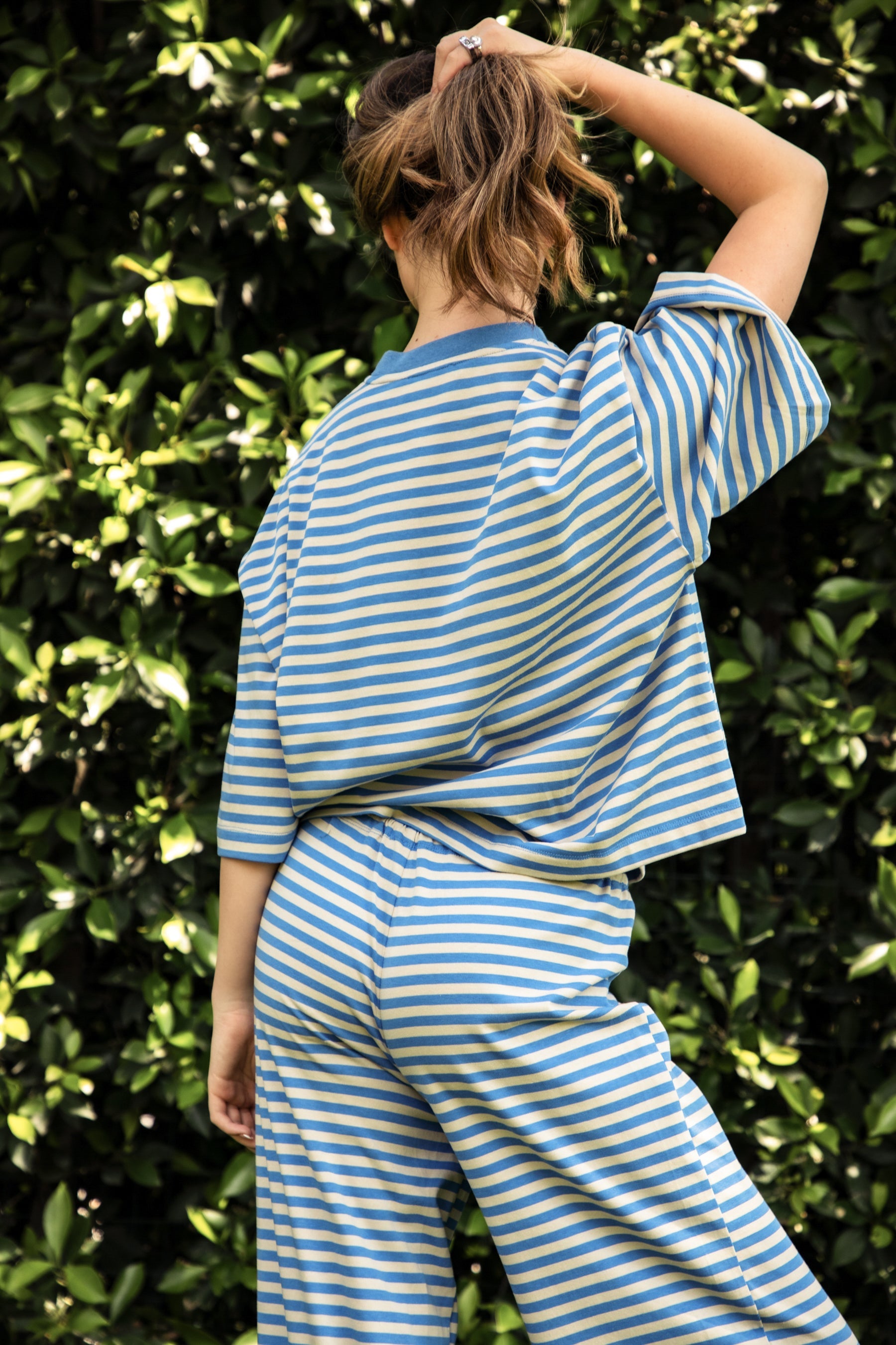 MARLOWE Crewneck Striped Short Sleeve Top