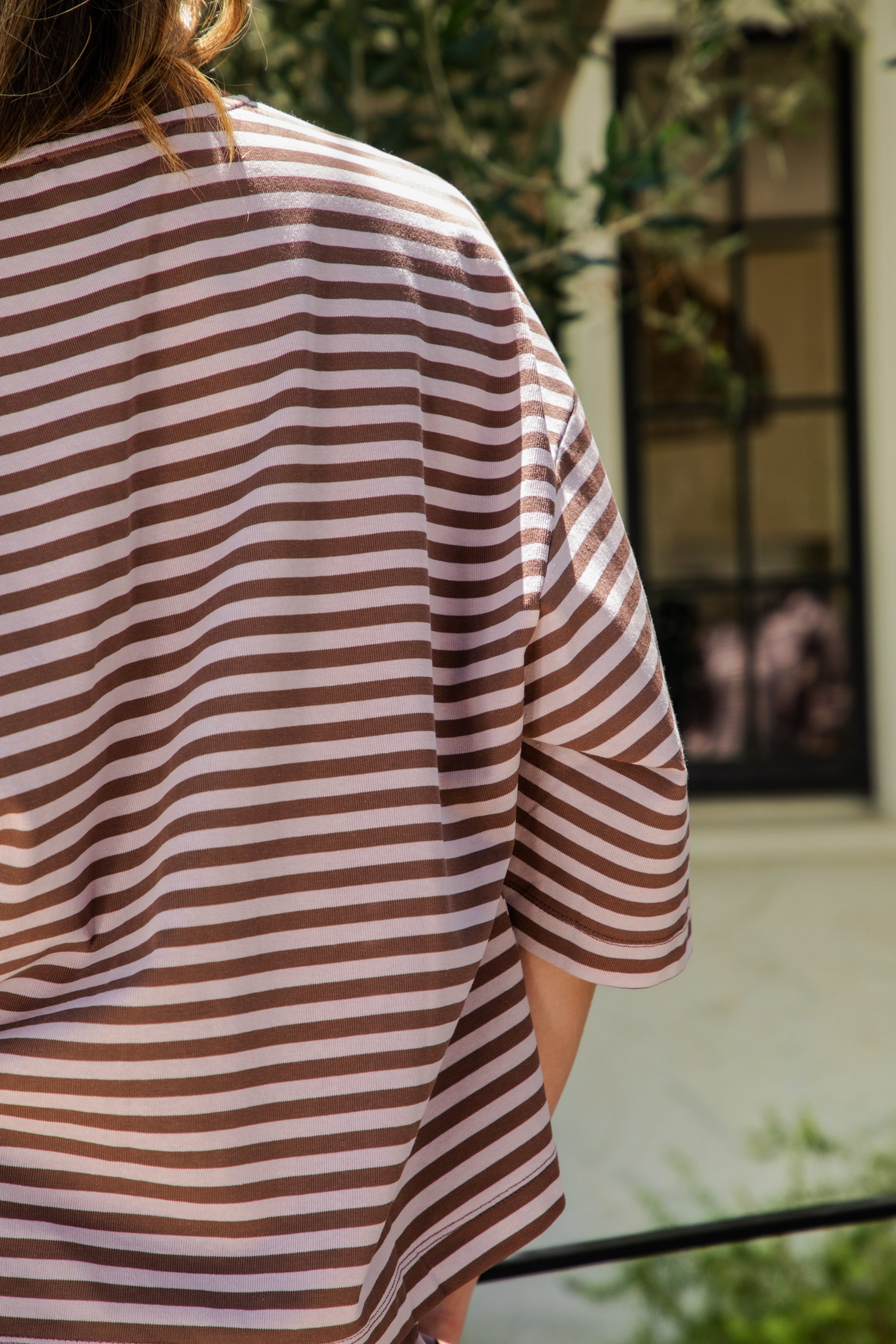 MARLOWE Crewneck Striped Short Sleeve Top