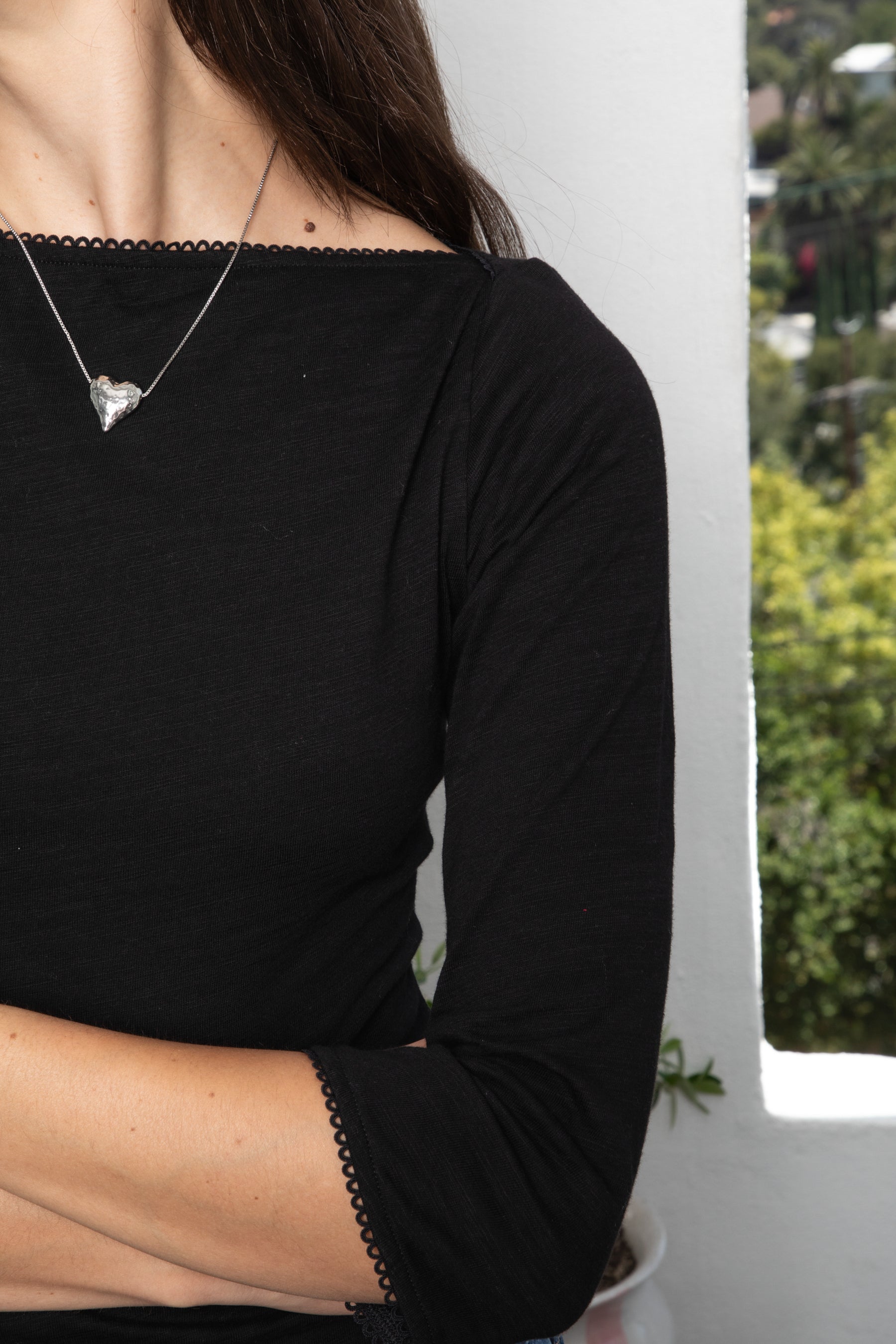 LUMA Cotton Slub Three Quarter Sleeve Boat Neck Top [Partial Pre-order]