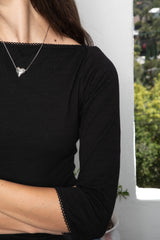 LUMA Cotton Slub Three Quarter Sleeve Boat Neck Top [Partial Pre-order]