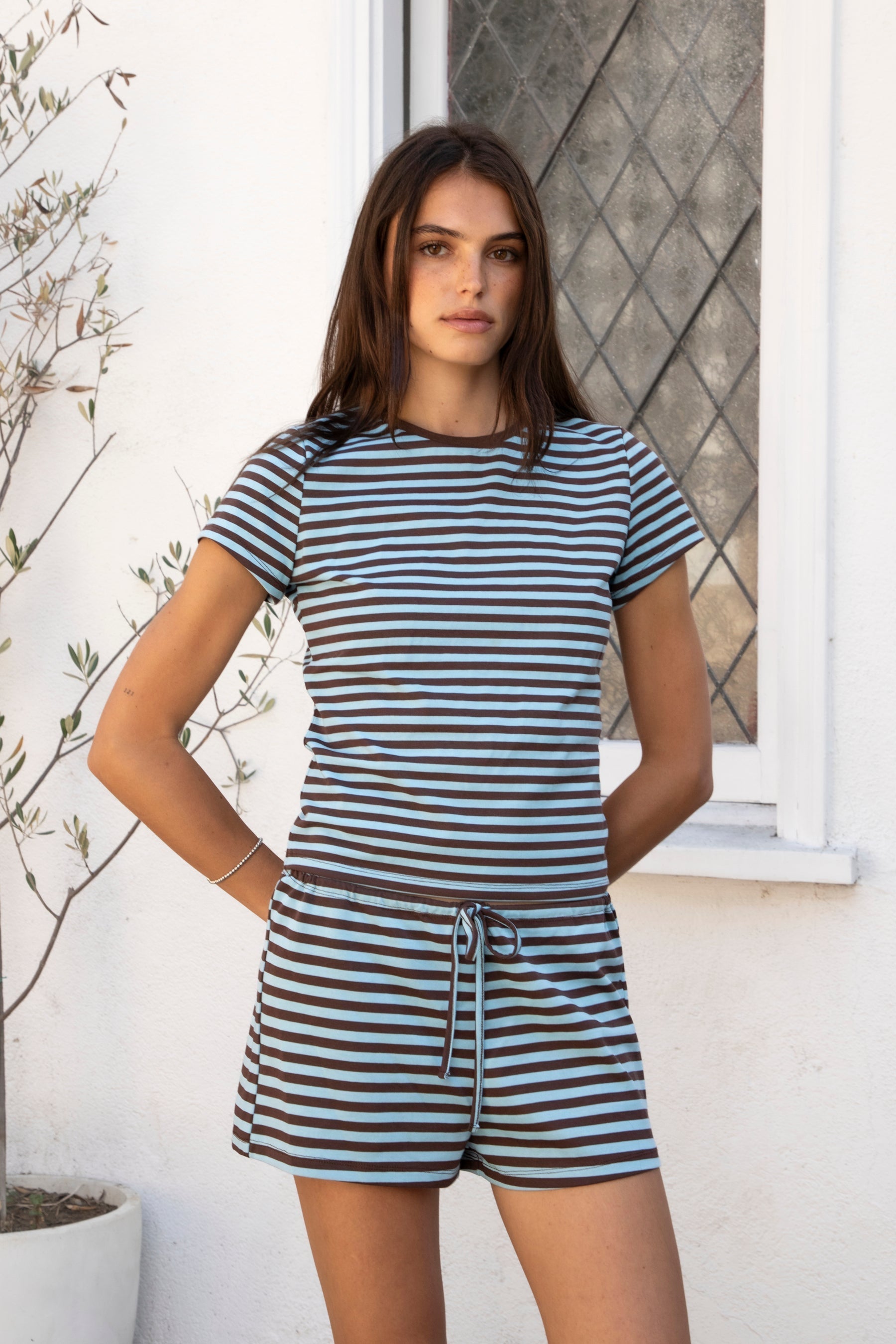 MARLOWE Classic Crewneck Stripe Short Sleeve T-Shirt