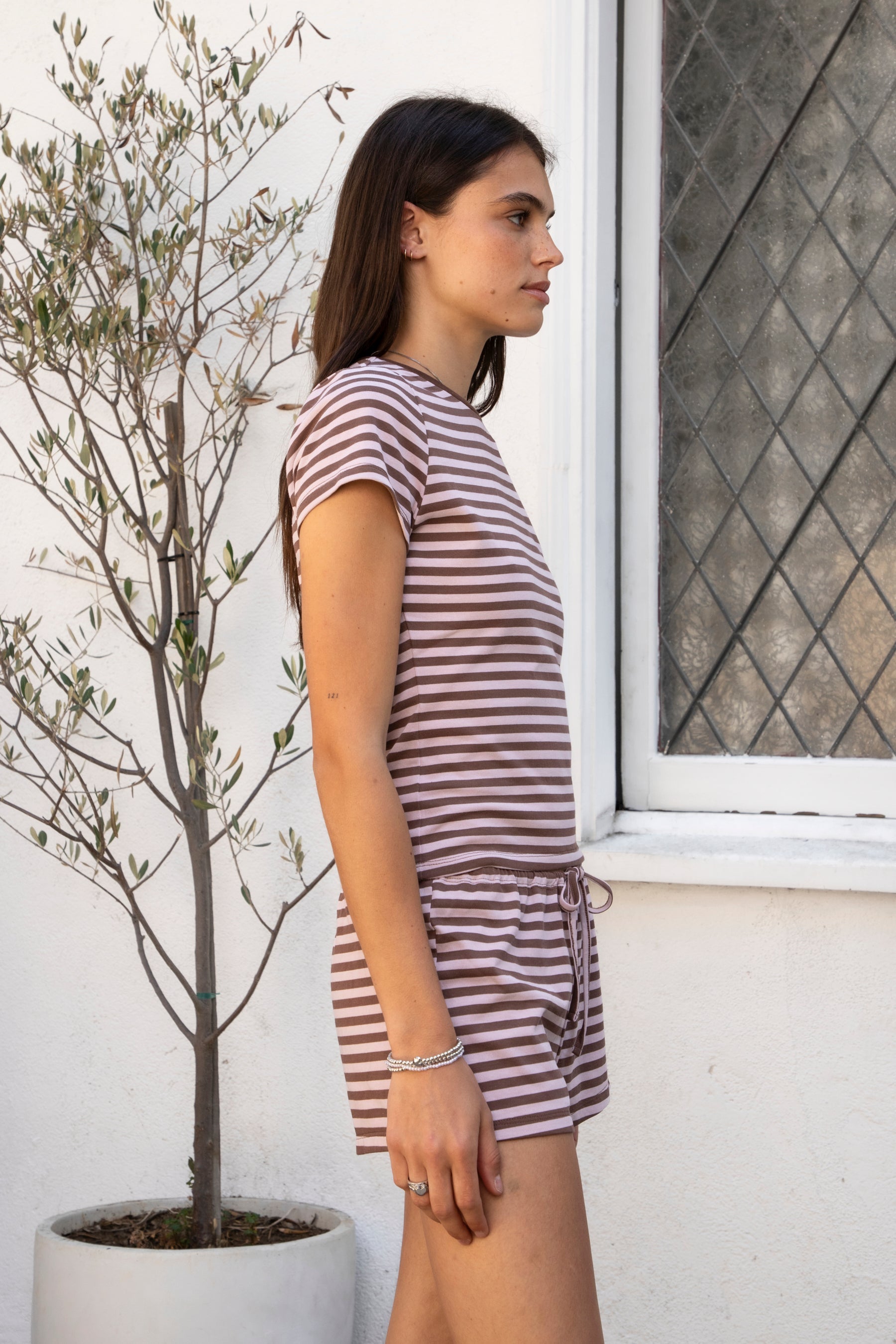 MARLOWE Classic Crewneck Stripe Short Sleeve T-Shirt