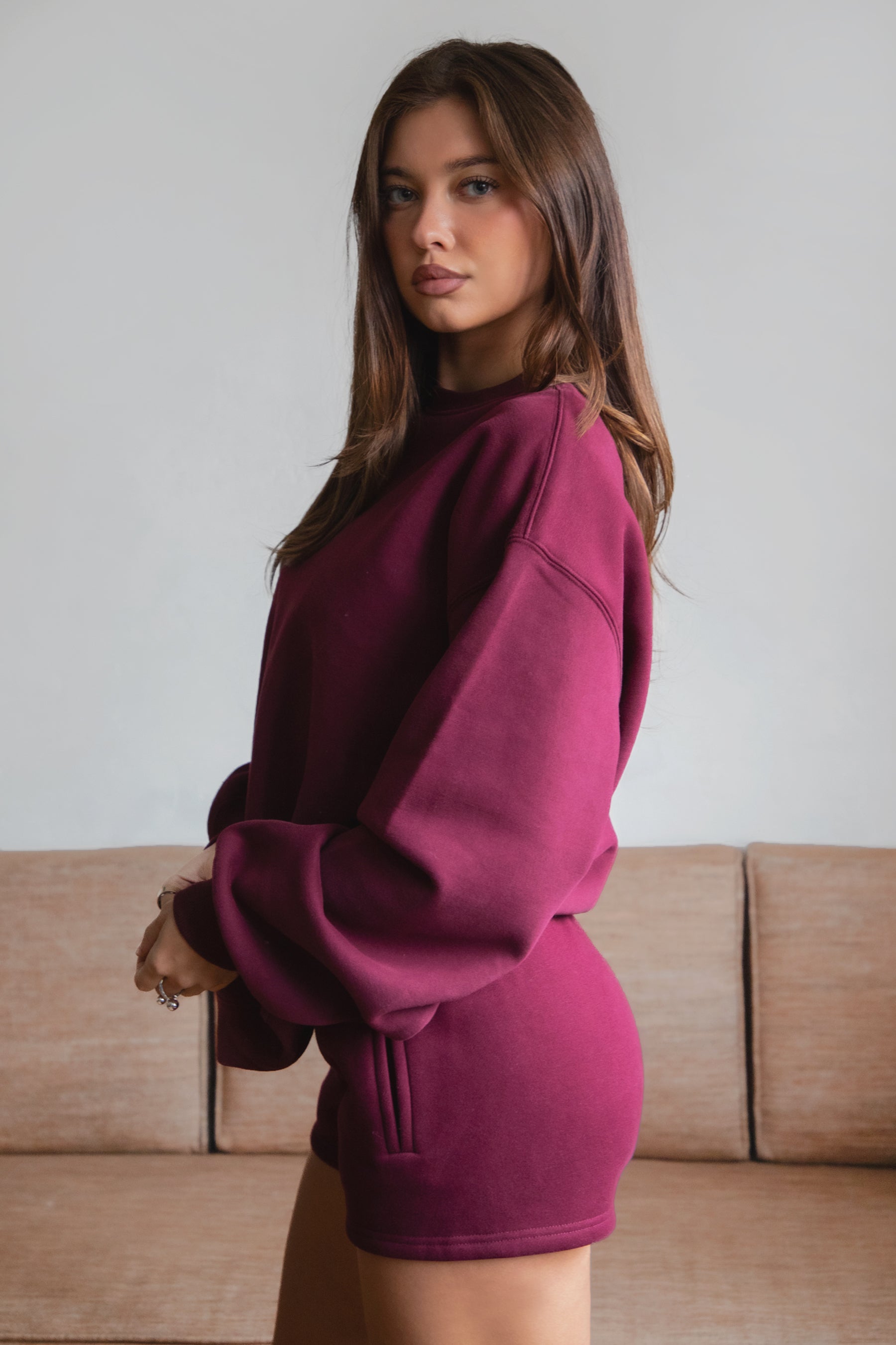 LANI Cloud Fleece Crew Neck Pullover Sweatshirt