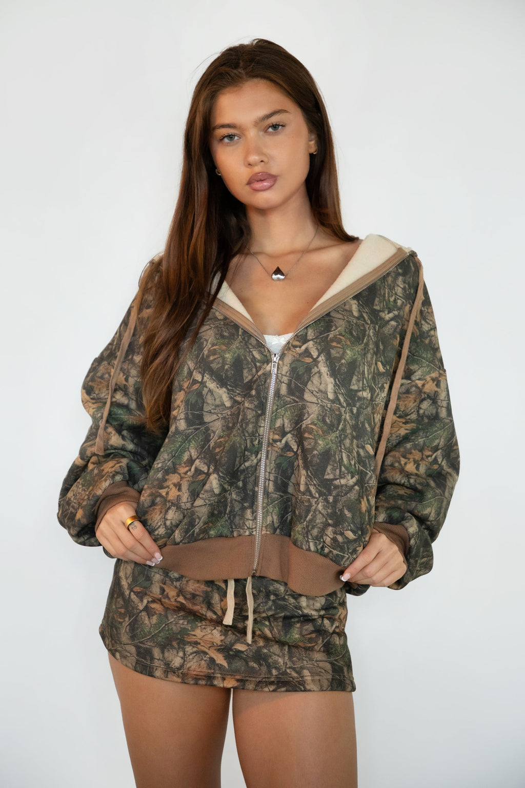 BAYOU Dark Camo Cloud Fleece Zip Up Hoodie