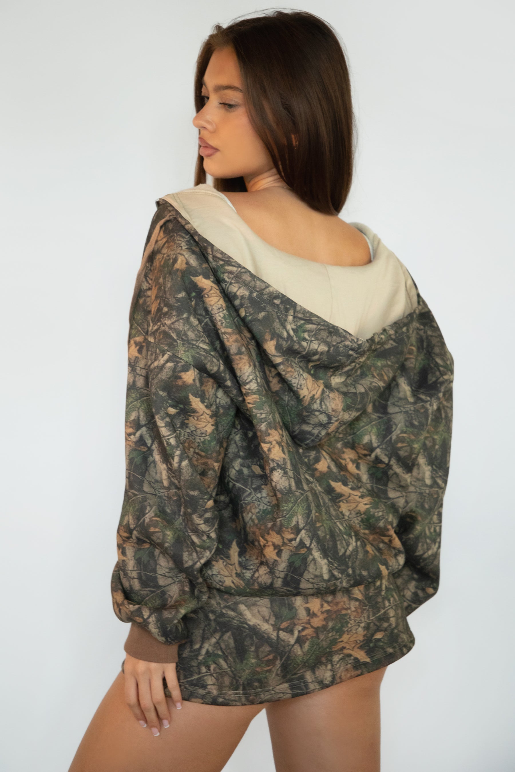 BAYOU Dark Camo Cloud Fleece Zip Up Hoodie