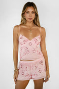 VEDA Chiffon Beaded V-Neck Cami Top