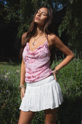 AURYA Chiffon Sequin Beaded Cowl Neck Top