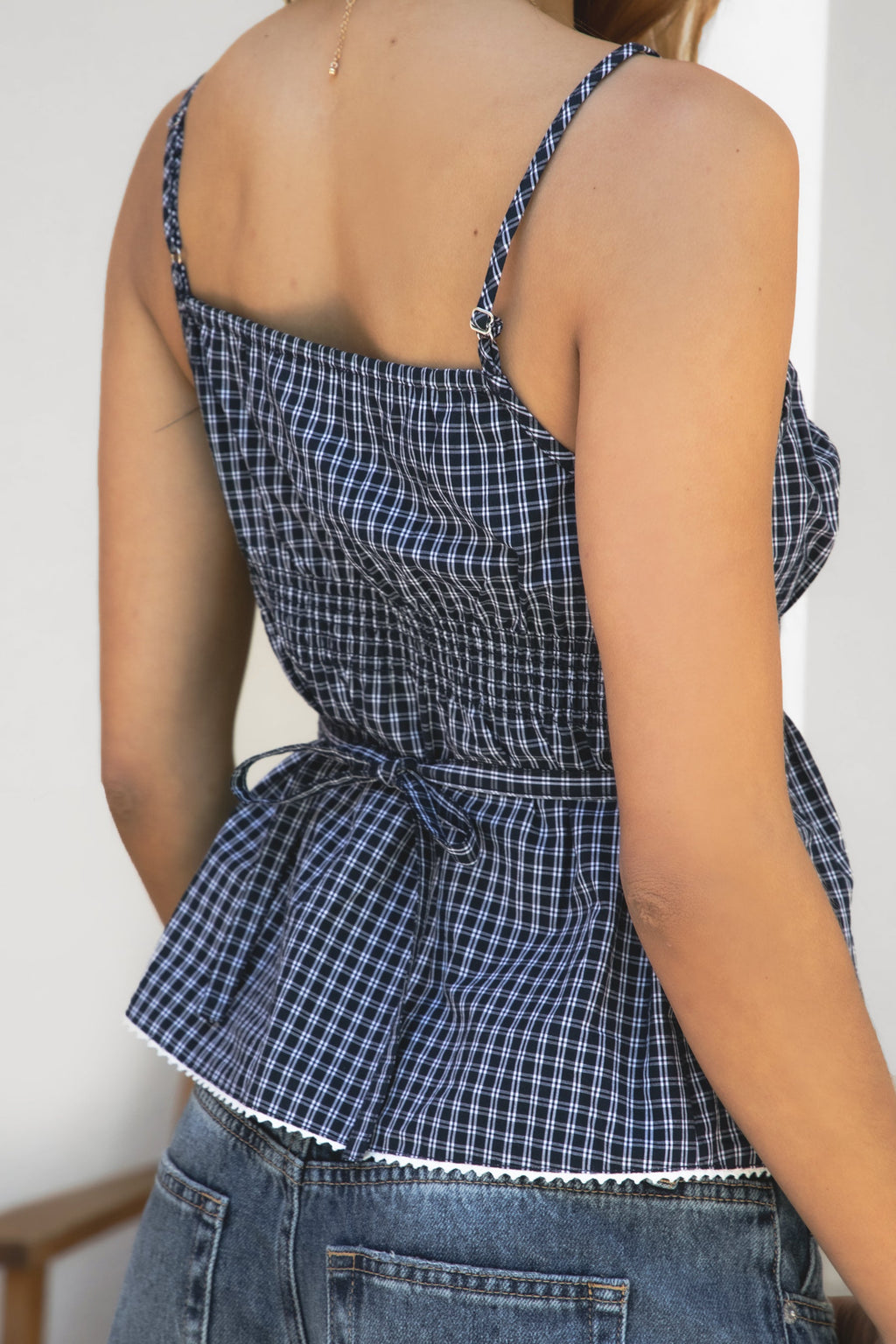 HADLEY Plaid Check Poplin V Neck Tank Top [Partial Pre-order]
