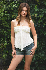 ODETTE Lace Handkerchief Halter Top