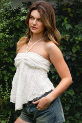 ODETTE Lace Handkerchief Halter Top