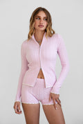Cline Cable Knit Two-Piece Lounge Short Set