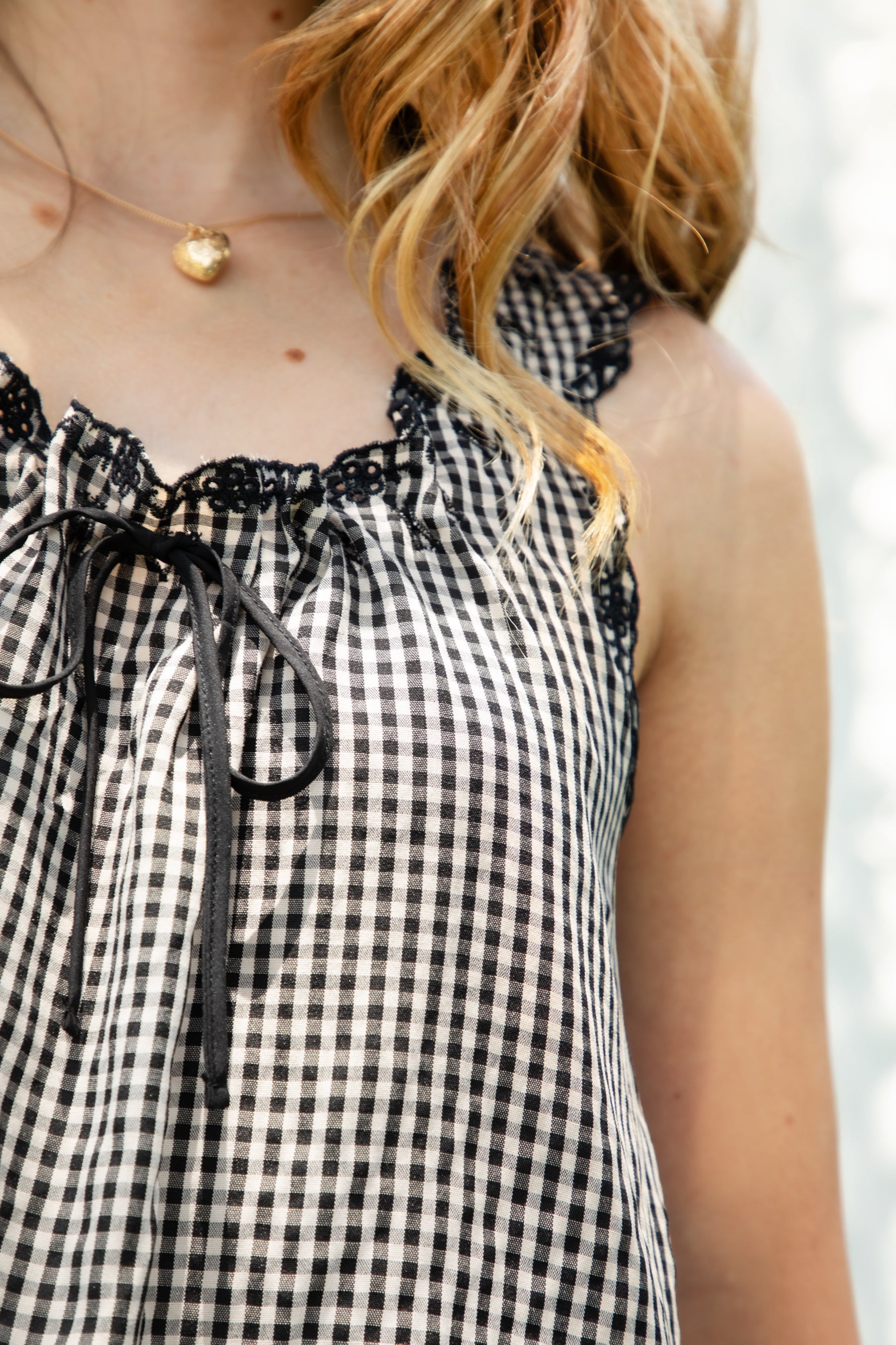 PRAIRELLE Gingham Embroidered Sleeveless Top And Shorts Set