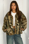 LAUREL Oversized Corduroy Collar Camo Jacket