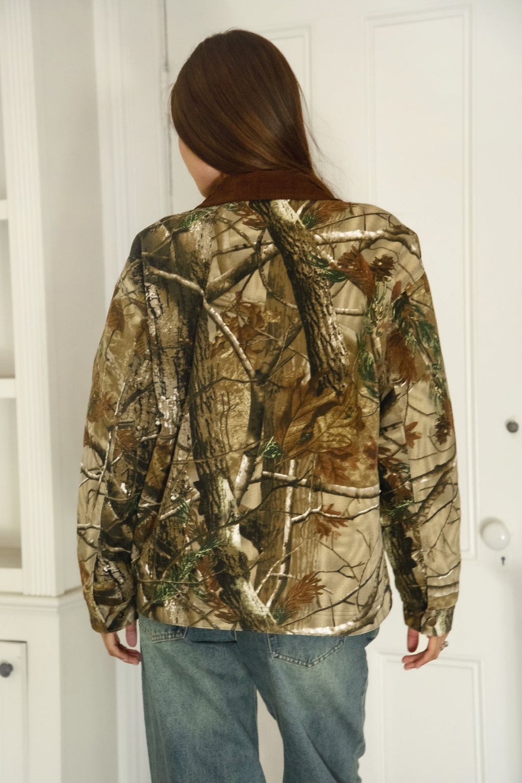 LAUREL Oversized Corduroy Collar Camo Jacket