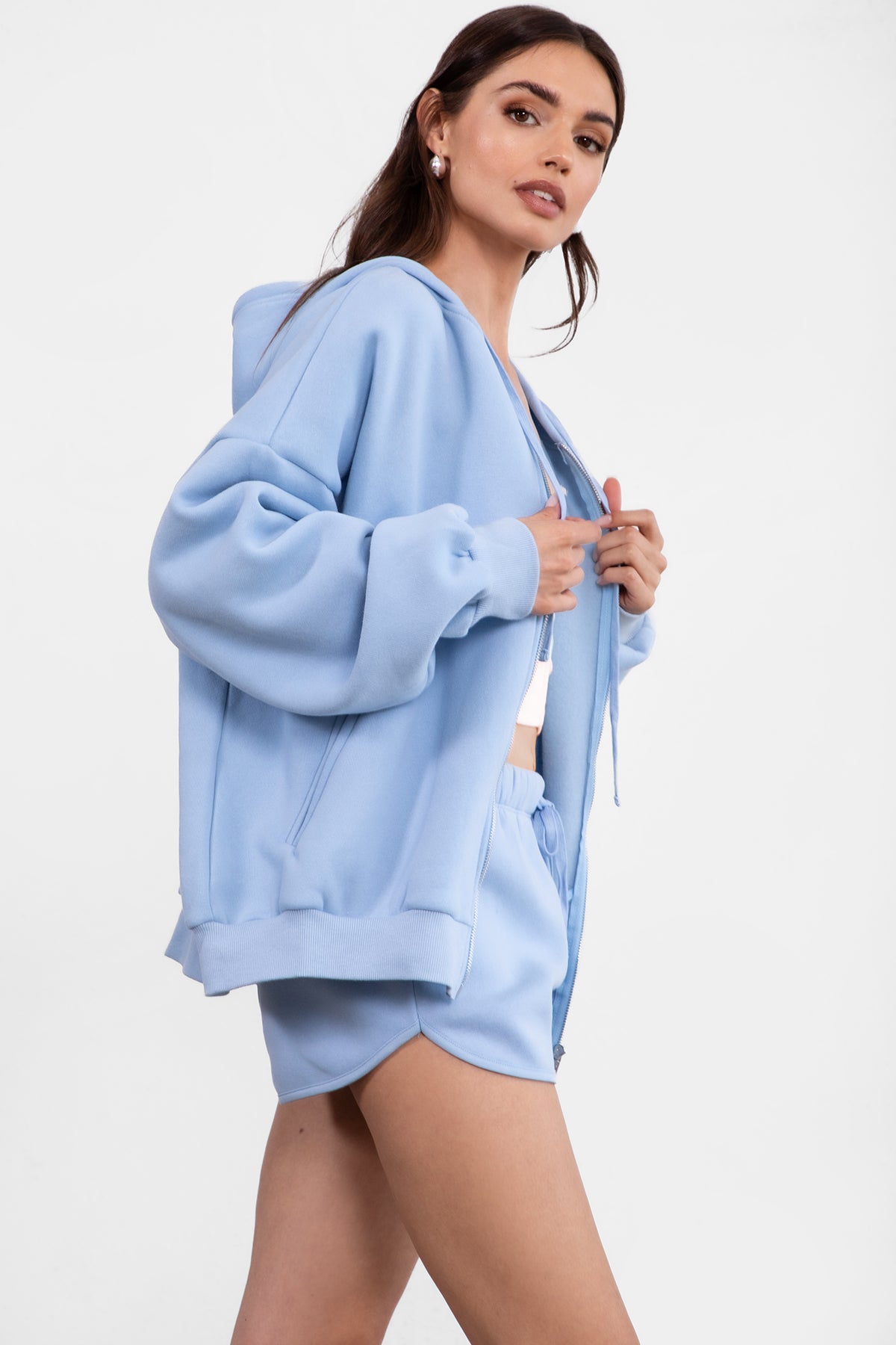 UNIVERSITY Plush Fleece Oversized Zip Up Hoodie