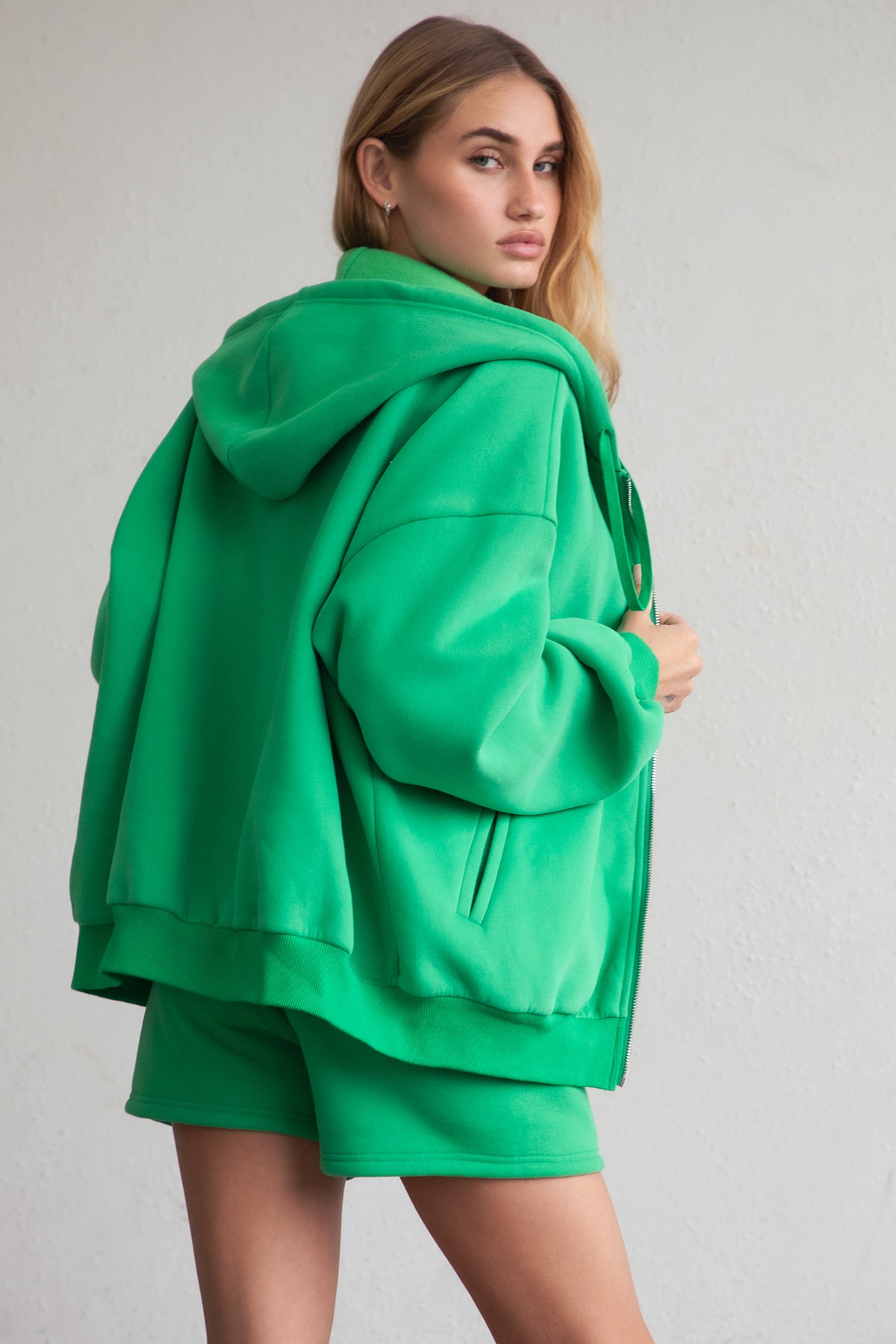 UNIVERSITY Plush Fleece Oversized Zip Up Hoodie