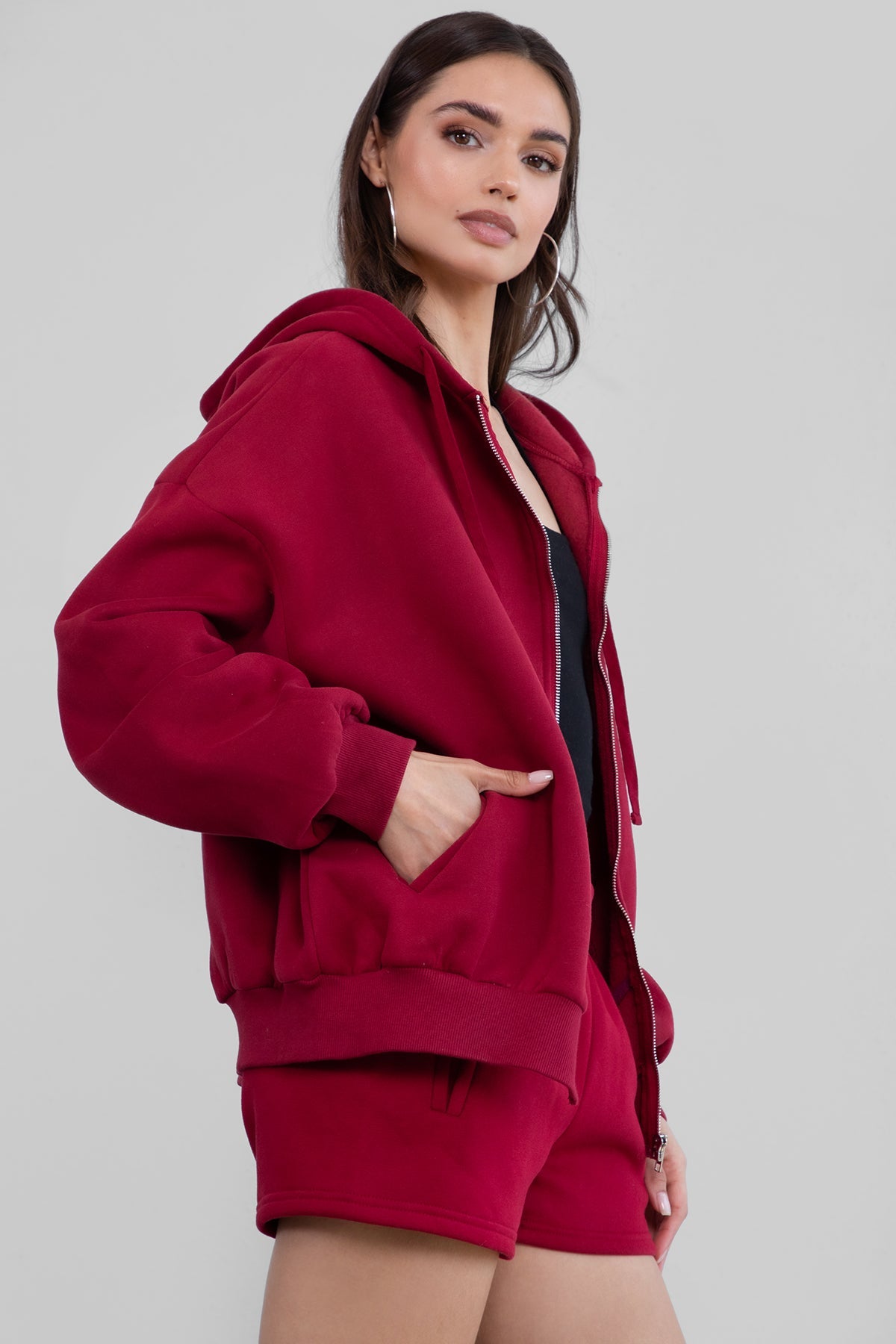 UNIVERSITY Plush Fleece Oversized Zip Up Hoodie