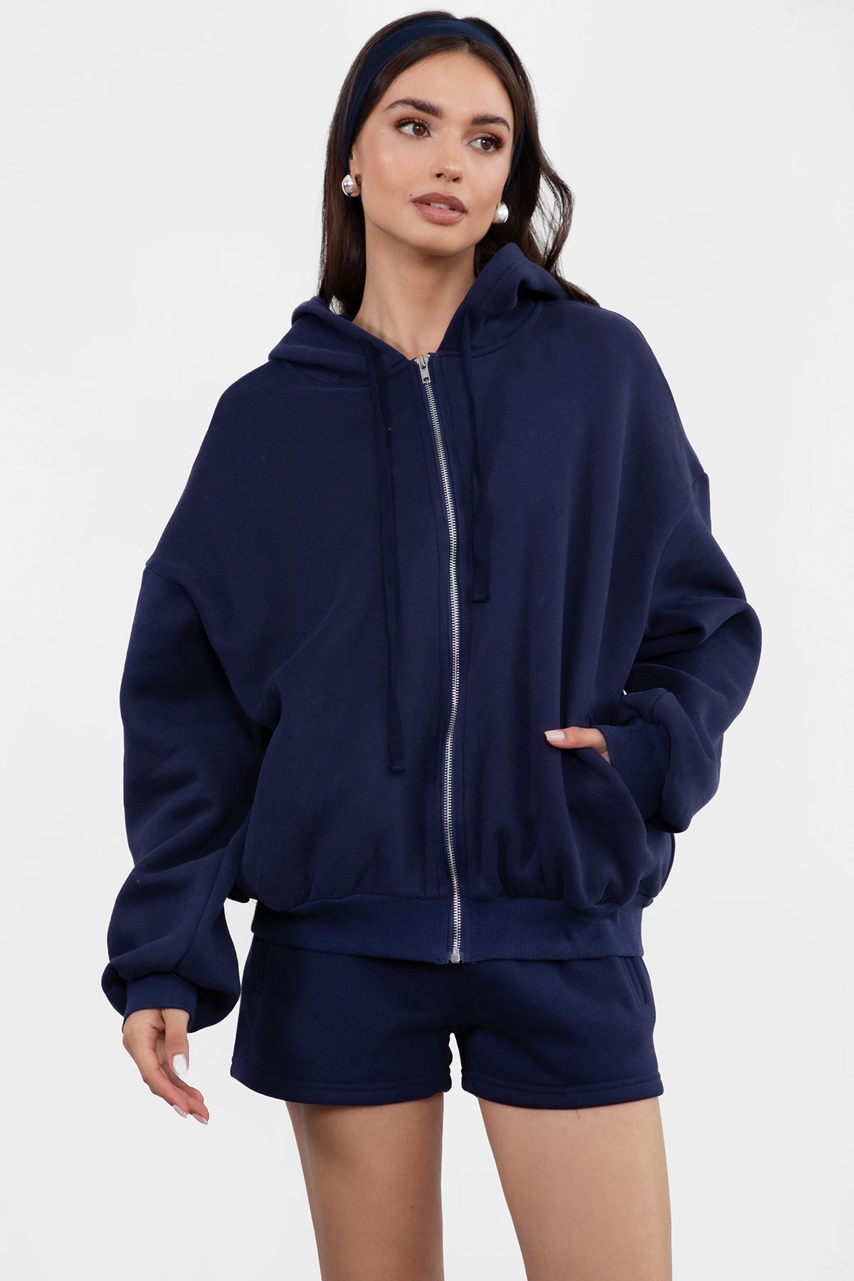 UNIVERSITY Plush Fleece Oversized Zip Up Hoodie