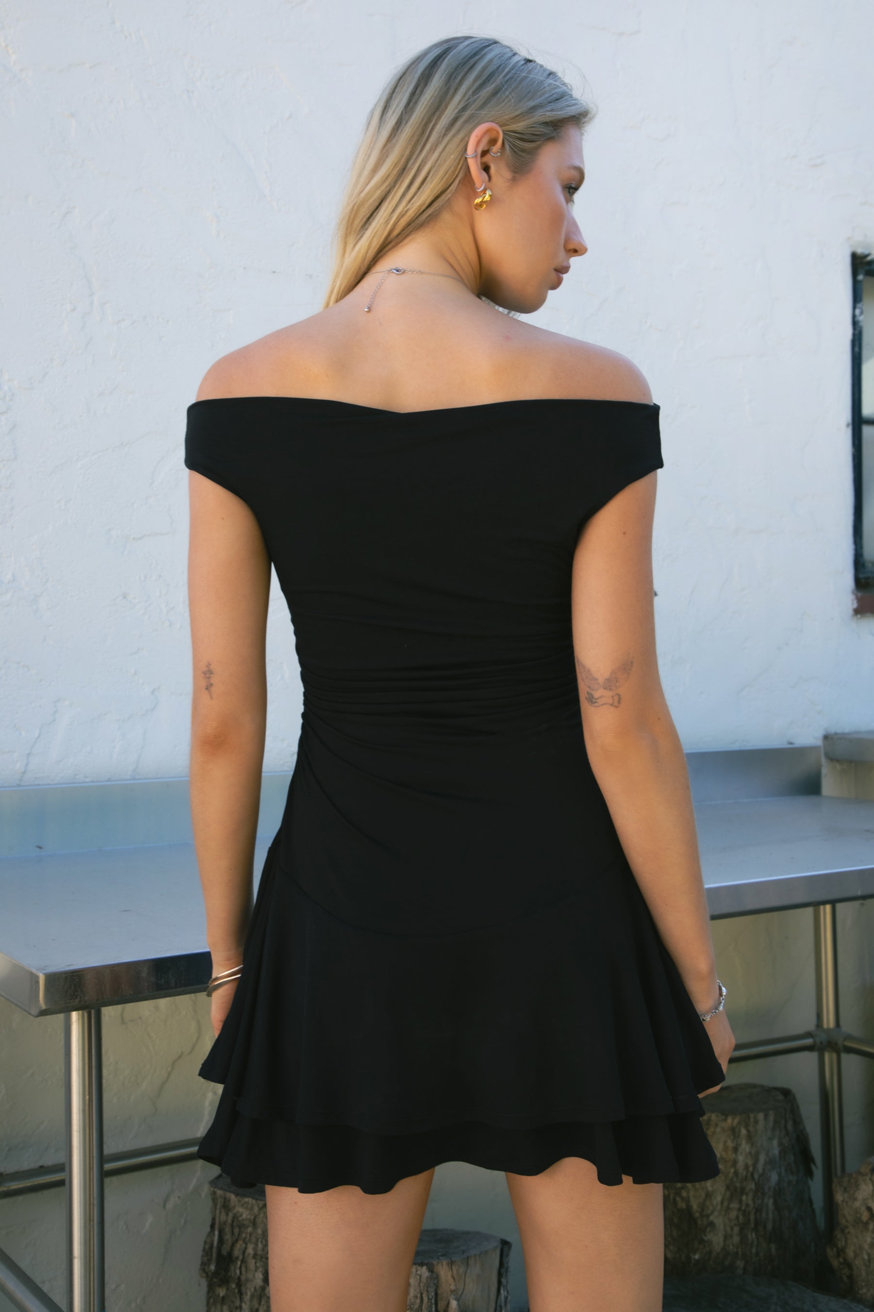 RAVAYA Off-The-Shoulder Mini Dress