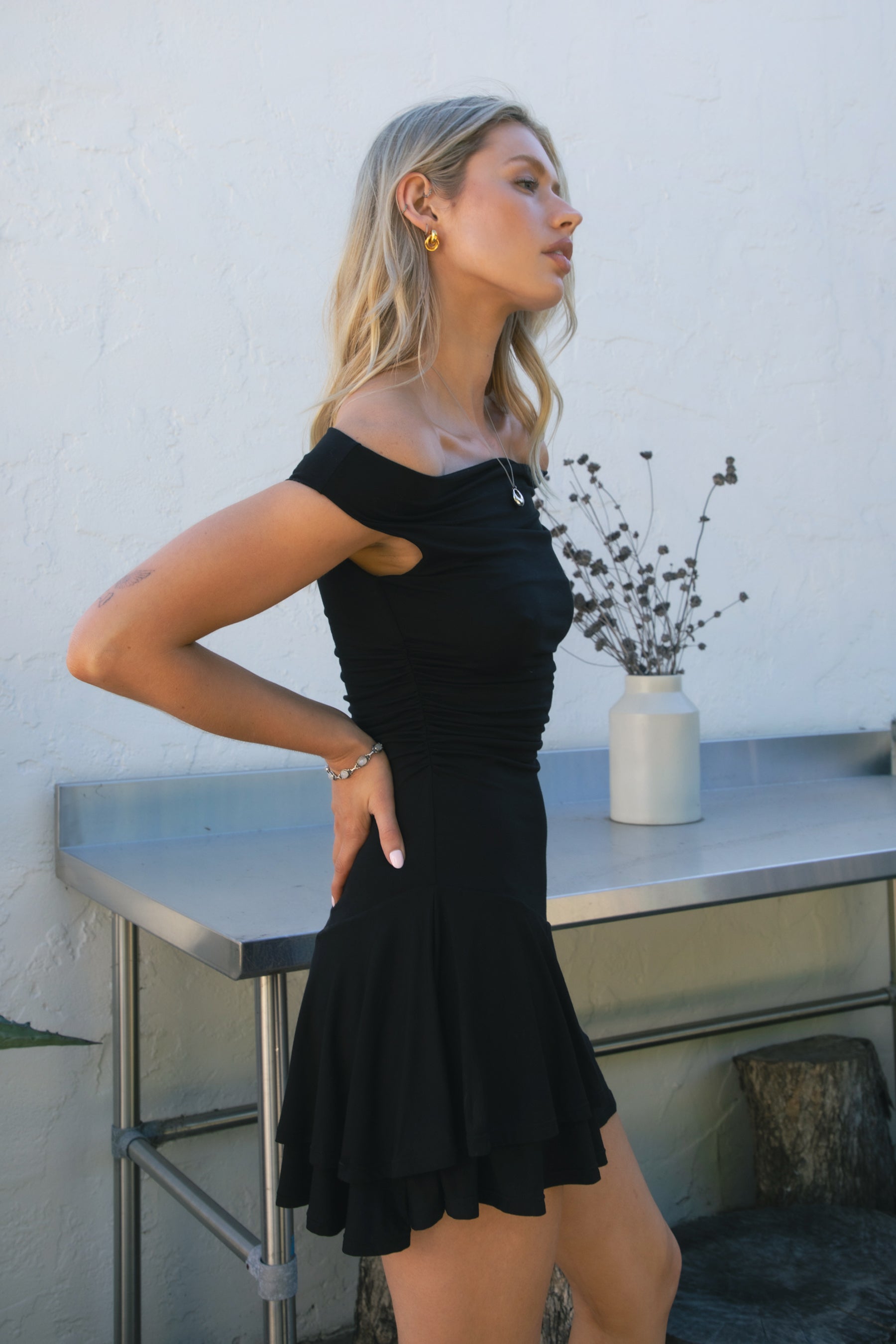 RAVAYA Off-The-Shoulder Mini Dress