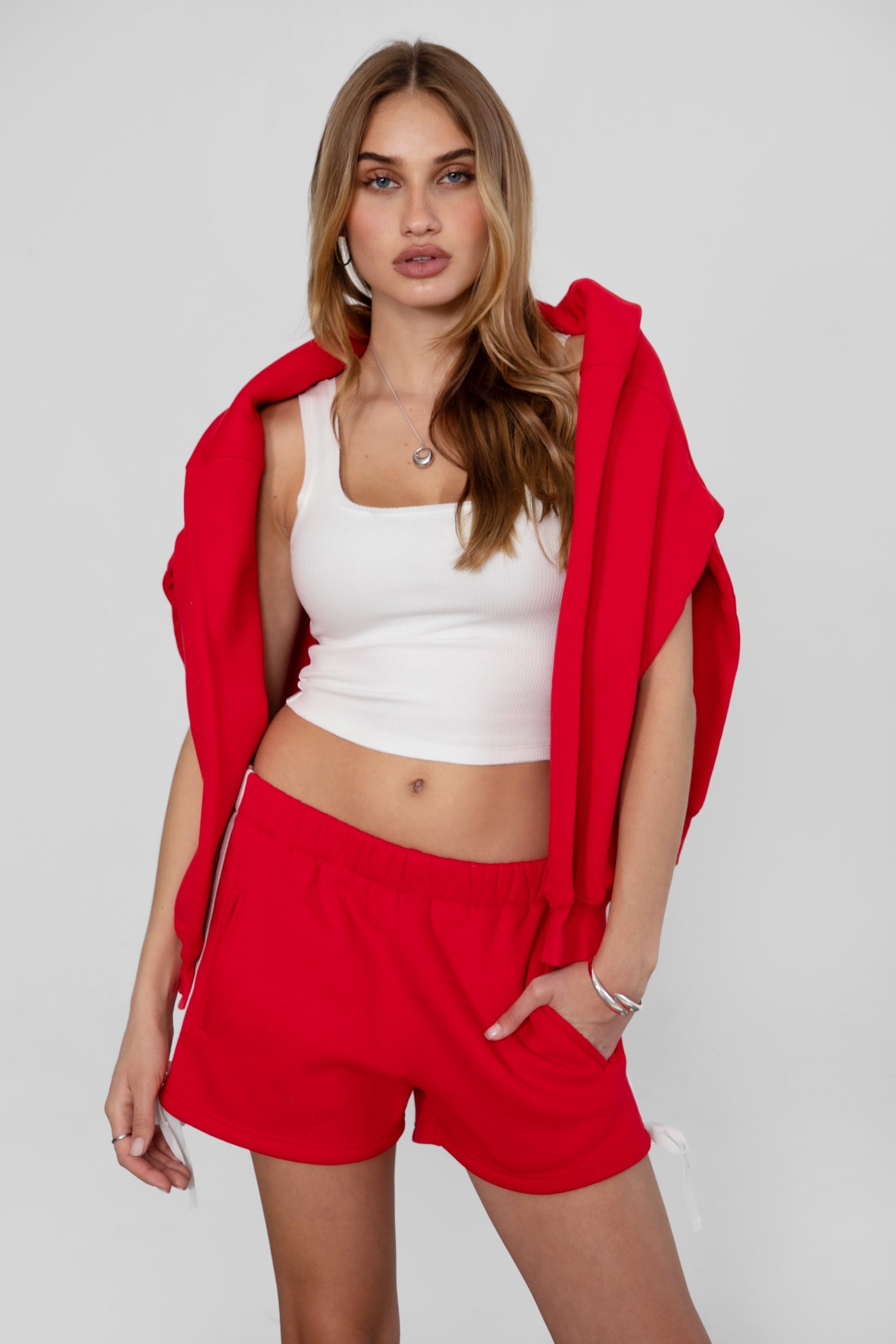 Sunni Plush Fleece Piping Detail Shorts