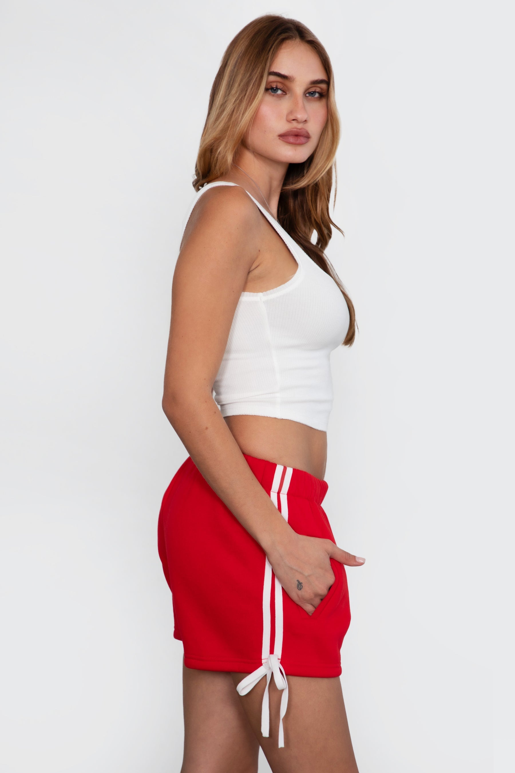 Sunni Plush Fleece Piping Detail Shorts