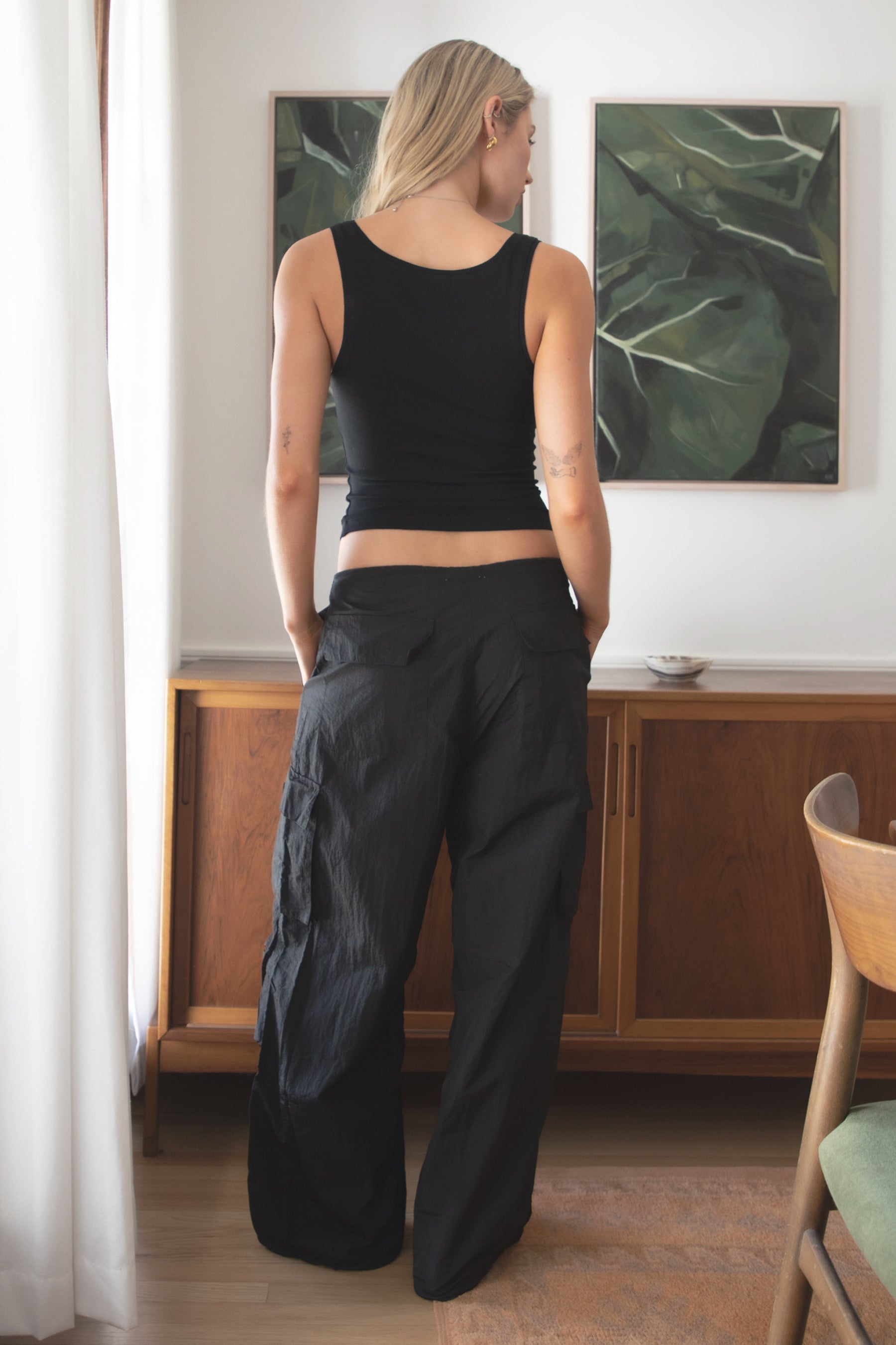 TOMY Crinkled Nylon Parachute Cargo Pants