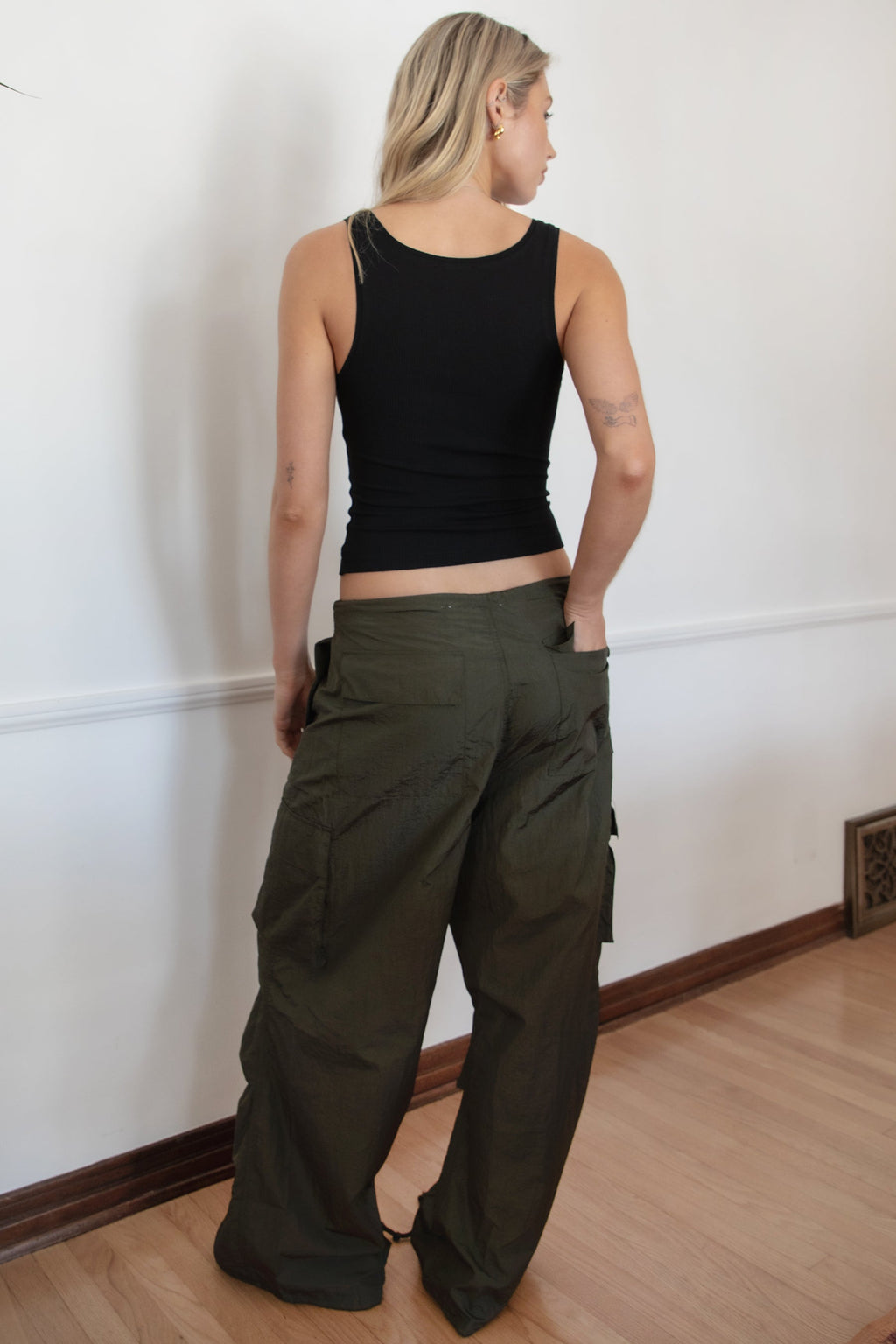 TOMY Crinkled Nylon Parachute Cargo Pants