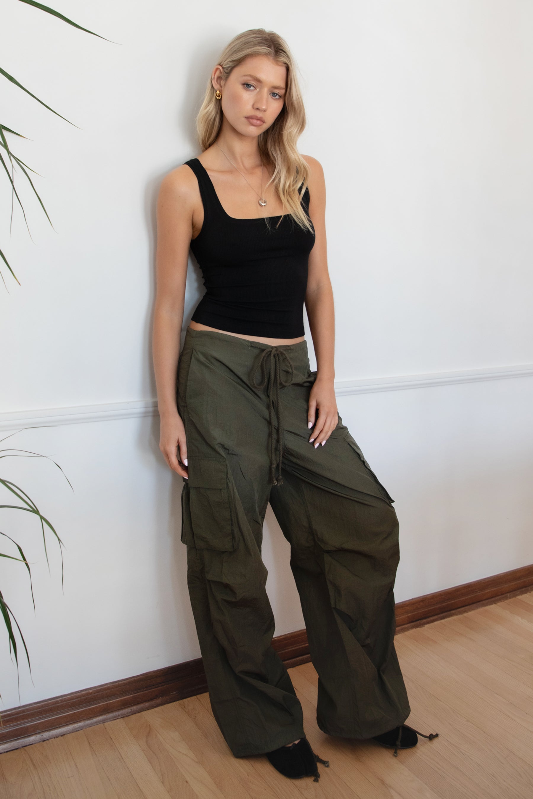TOMY Crinkled Nylon Parachute Cargo Pants