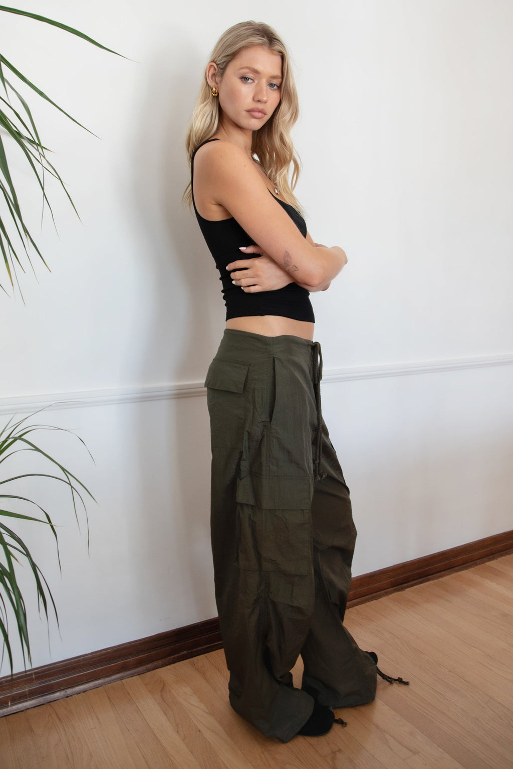 TOMY Crinkled Nylon Parachute Cargo Pants