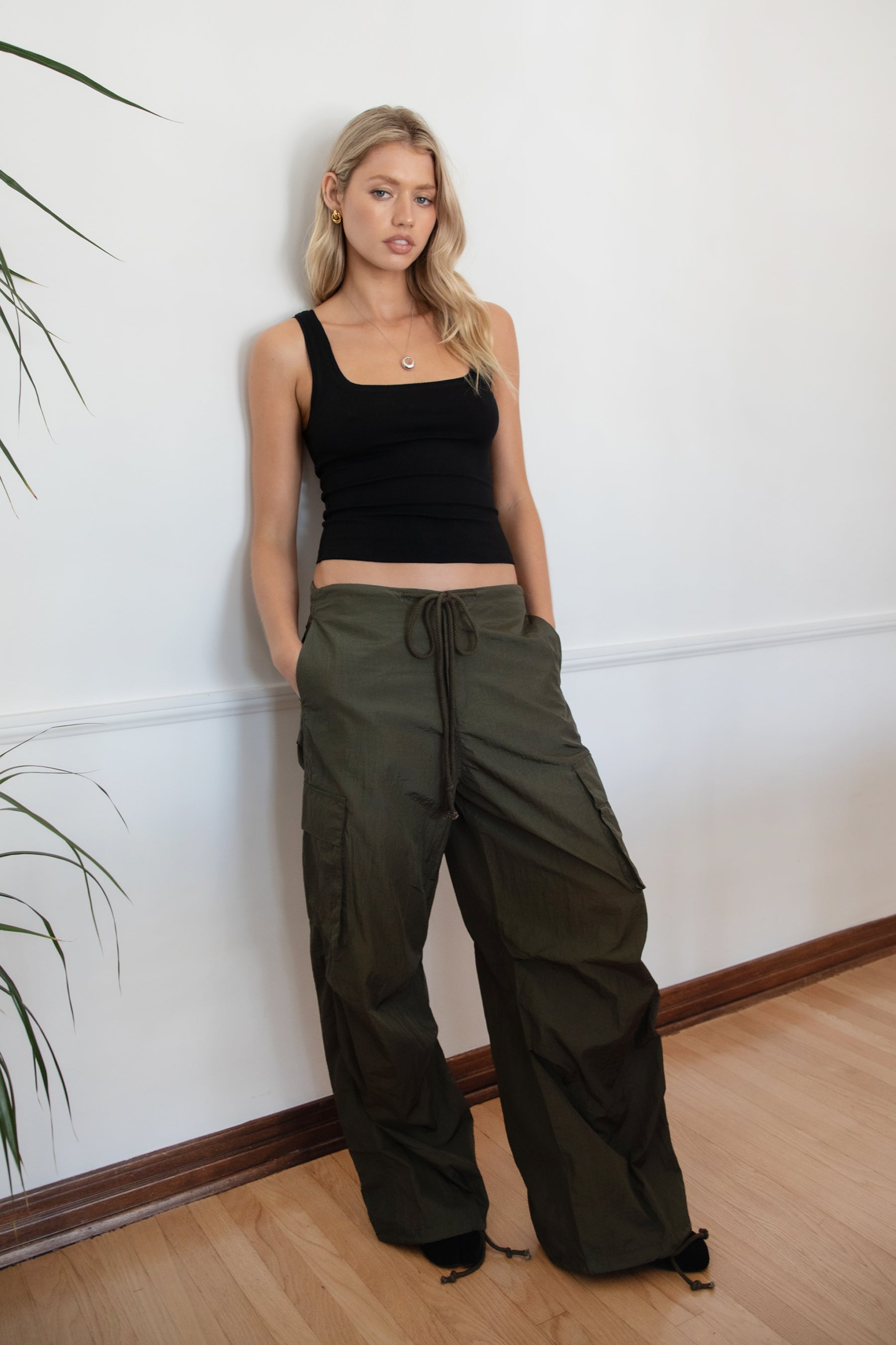 TOMY Crinkled Nylon Parachute Cargo Pants