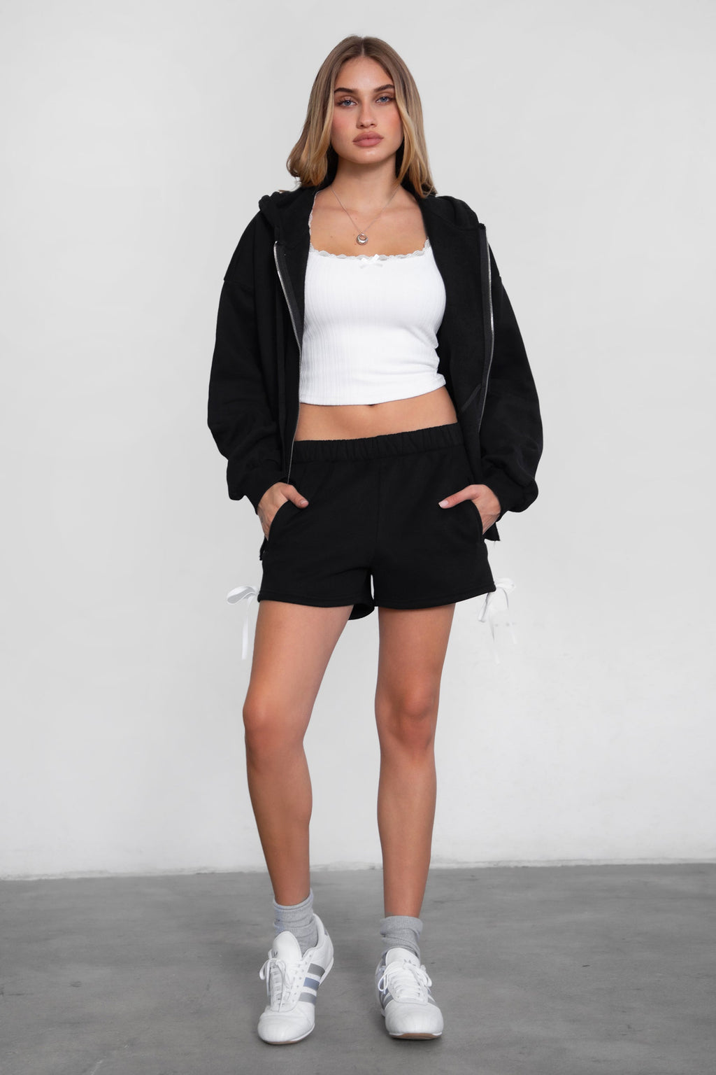 Sunni Plush Fleece Piping Detail Shorts