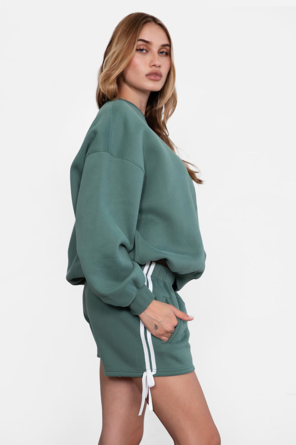 Sunni Plush Fleece Piping Detail Shorts