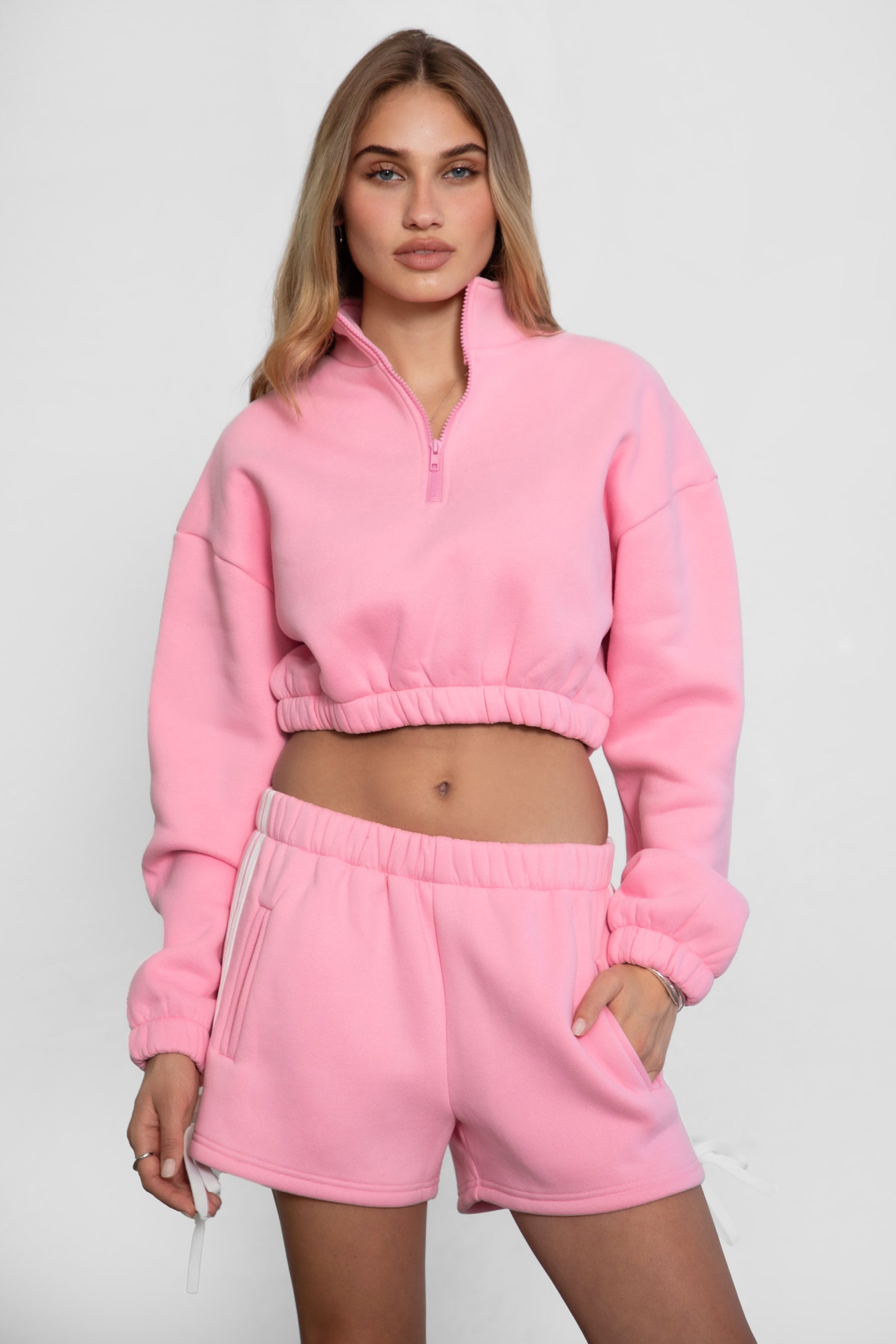 Sunni Plush Fleece Piping Detail Shorts