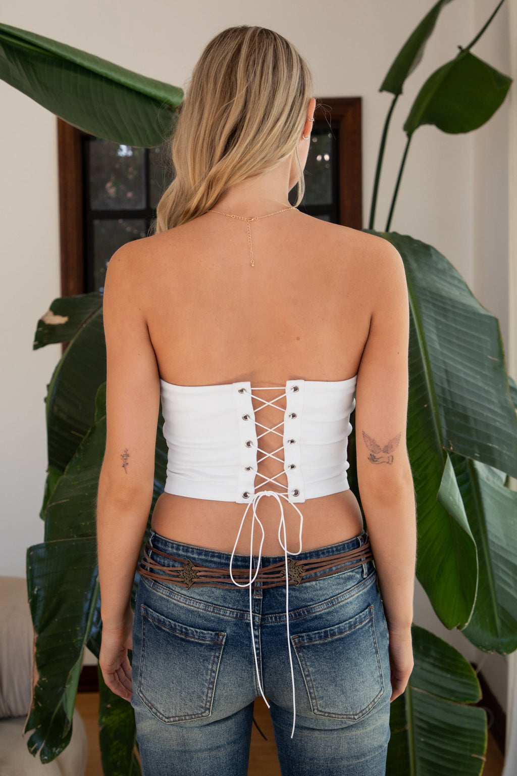 HOWDEE Stretch Twill Strapless Bustier Top