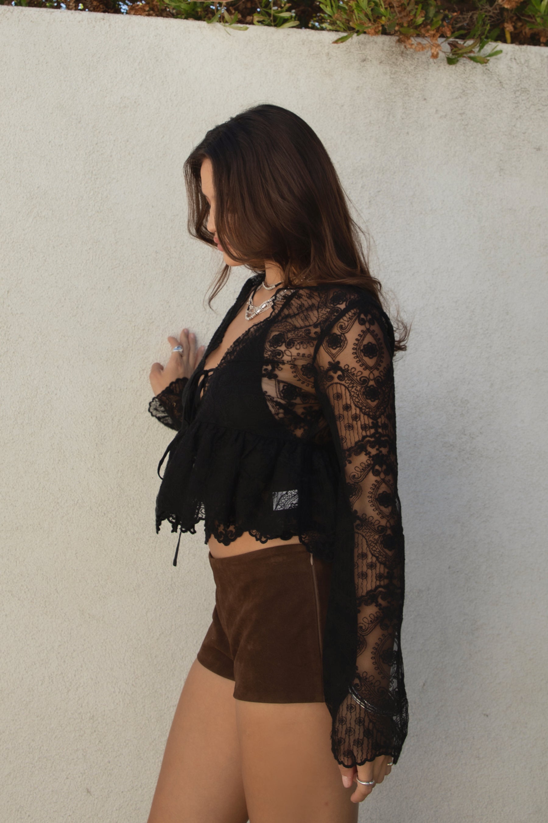 LAREDA Crochet Embroidered Long Sleeve Top