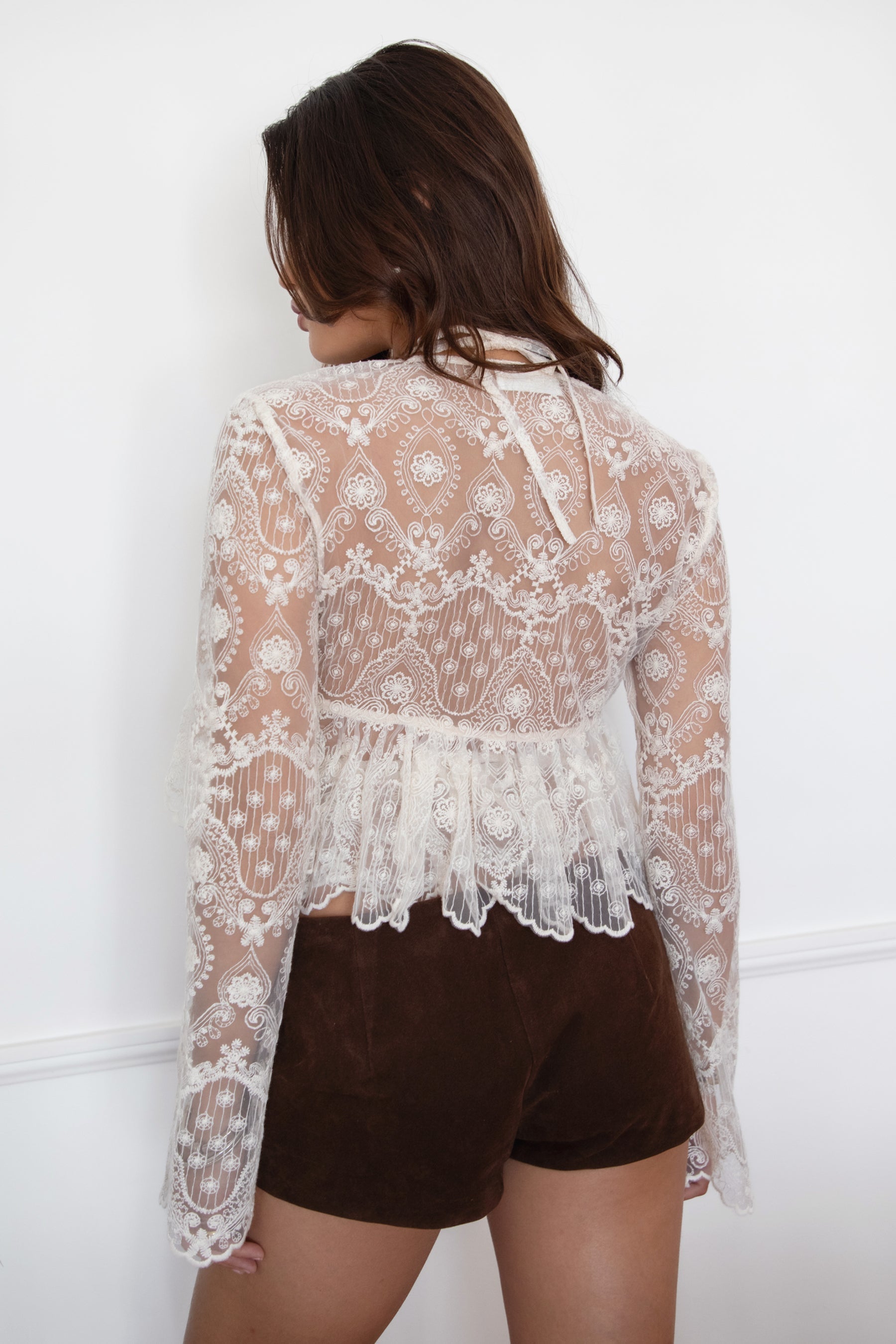 LAREDA Crochet Embroidered Long Sleeve Top