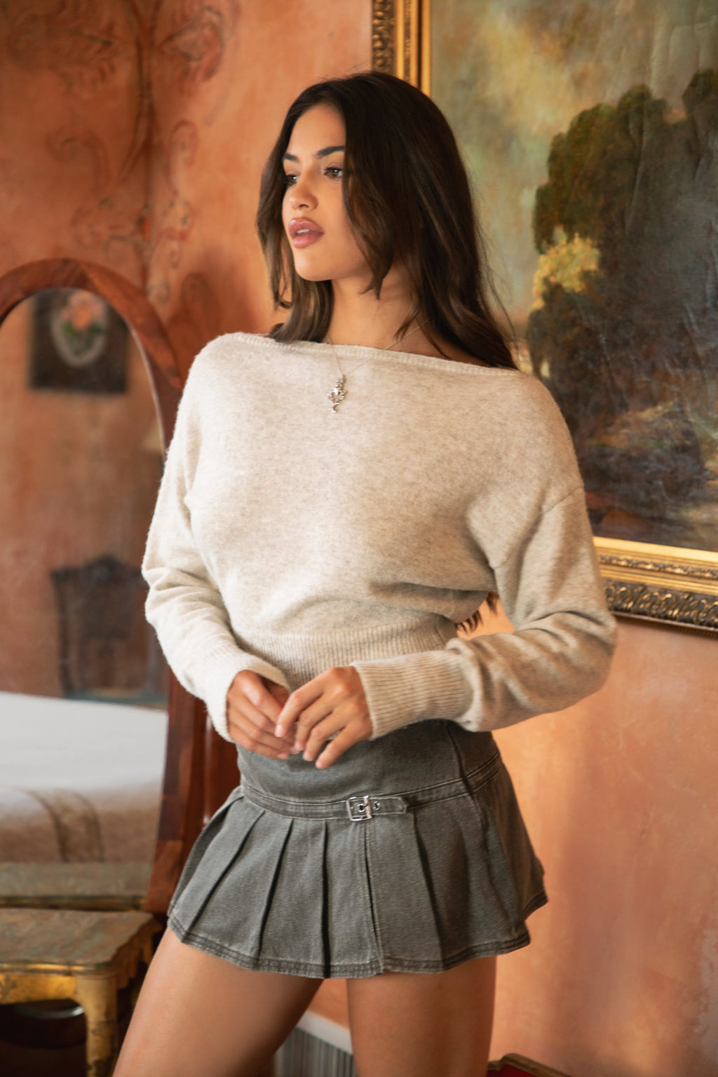AURELLE Luxe Off Shoulder Knit Sweater Top