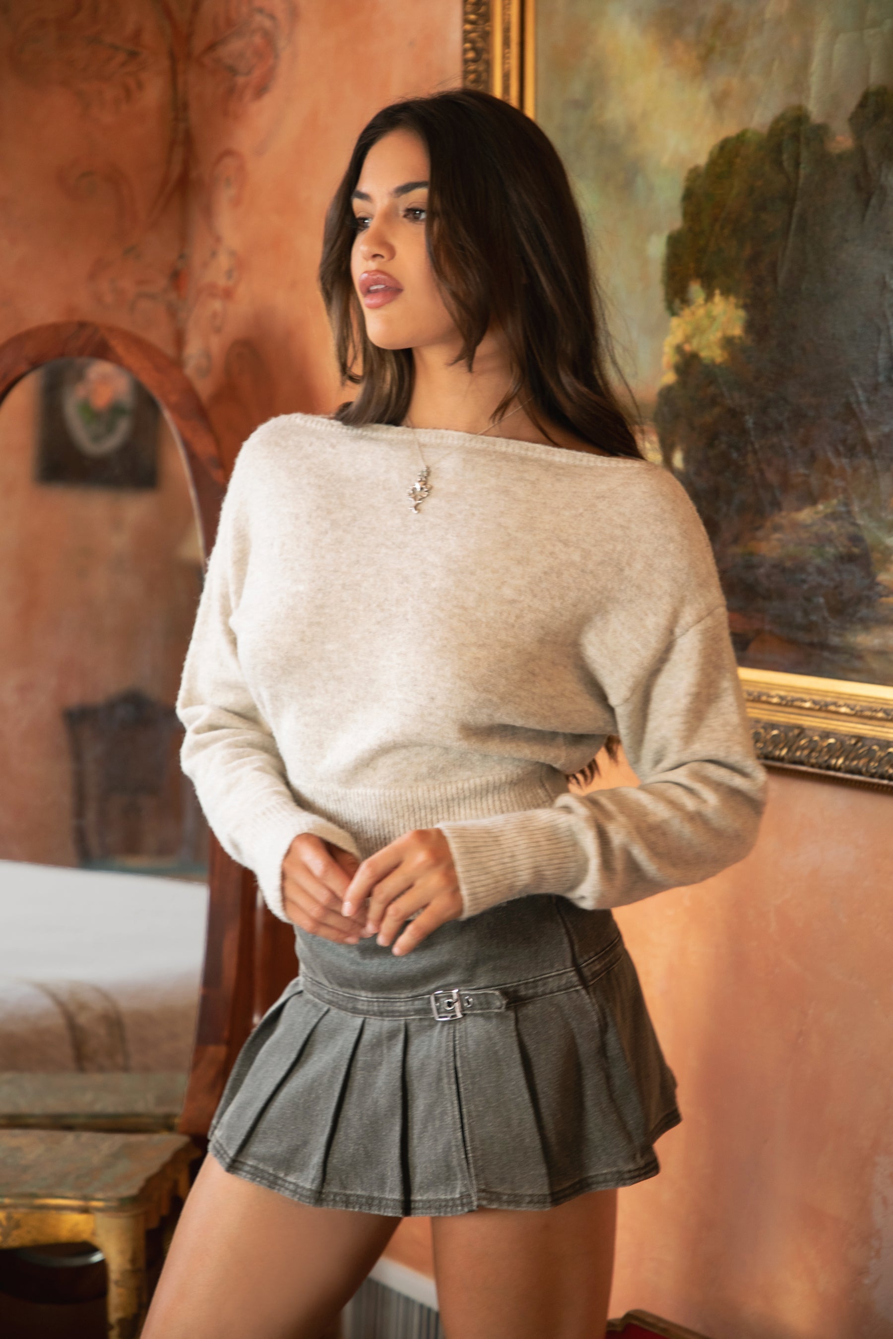 AURELLE Luxe Off Shoulder Knit Sweater Top